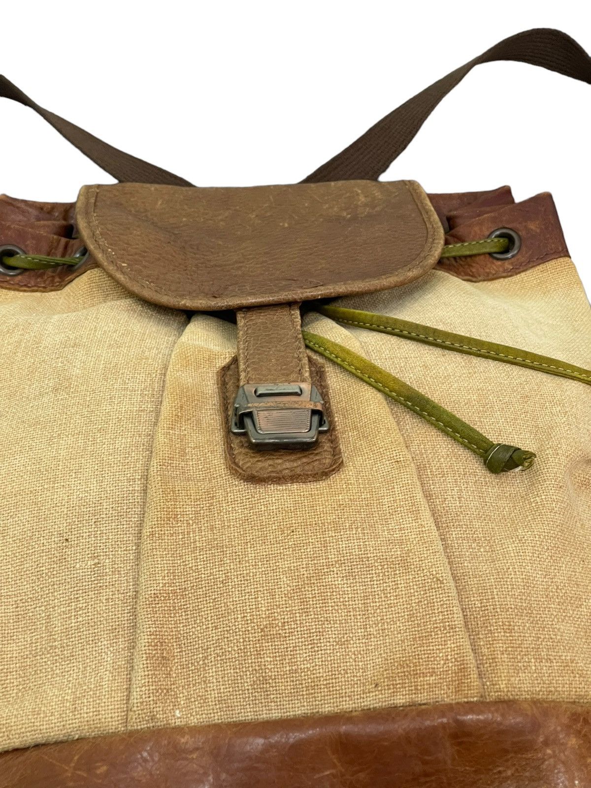 Genuine Leather Leather Linen Backpack Vtg Unknown Japan Bag 2🟩 Size ONE SIZE - 7 Thumbnail