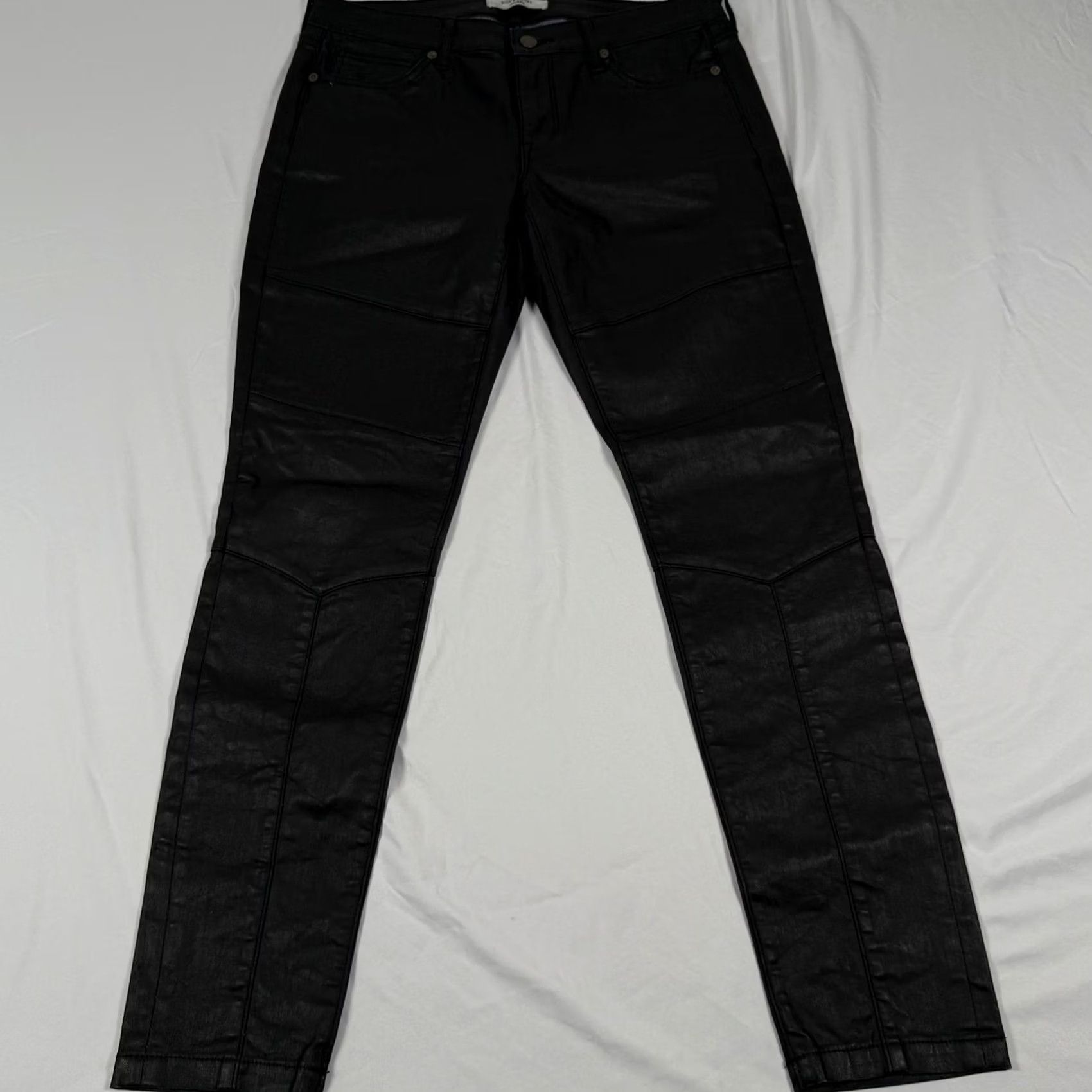 Denime Rich & Skinny Jeans 30 Black Coated Skinny Moto Stretch Denim Biker Goth USA Womens Size 30" / US 8 / IT 44 - 3 Thumbnail