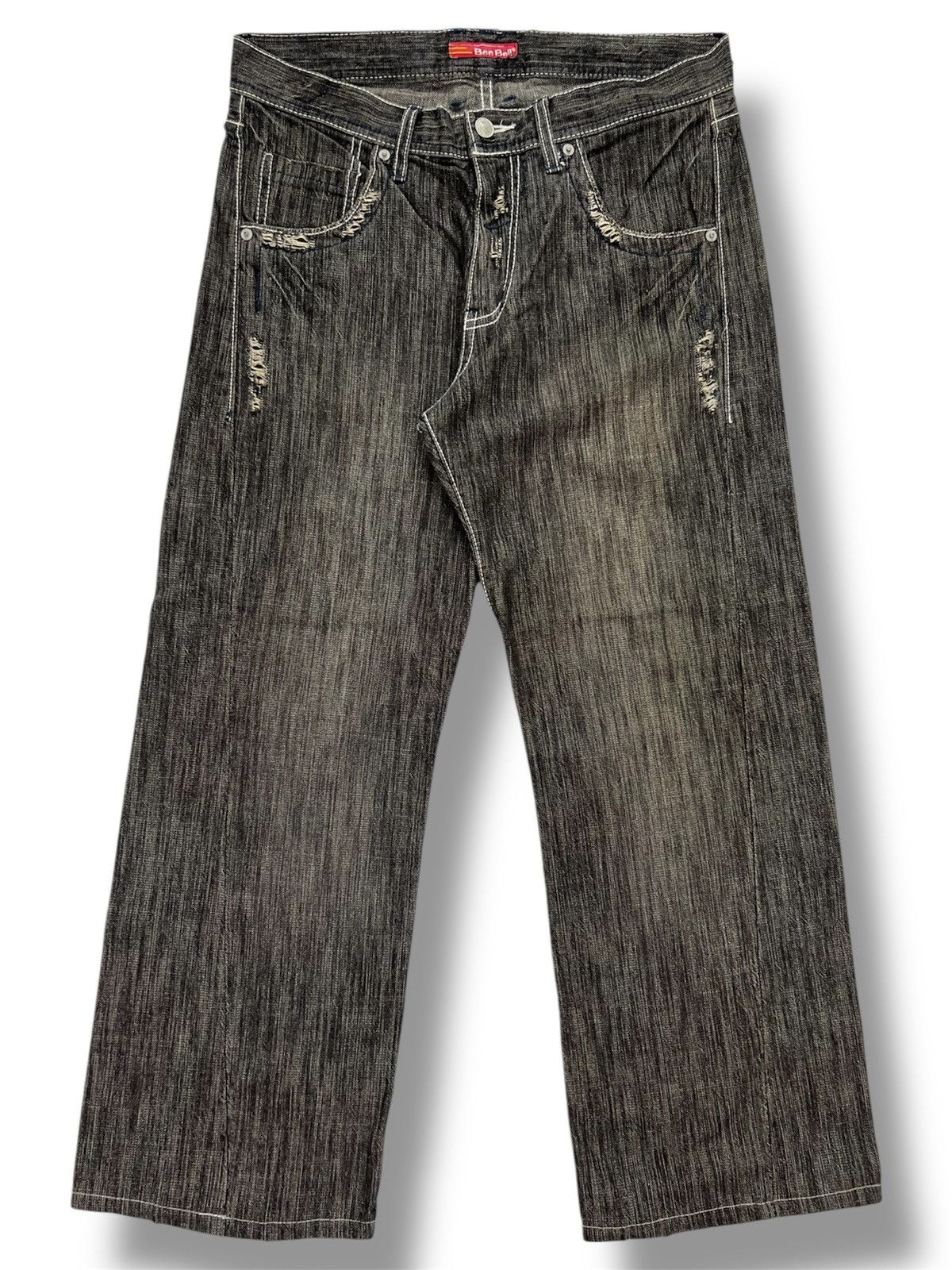Japanese Brand Bee Bell Distressed Jeans Size US 33 - 1 Thumbnail