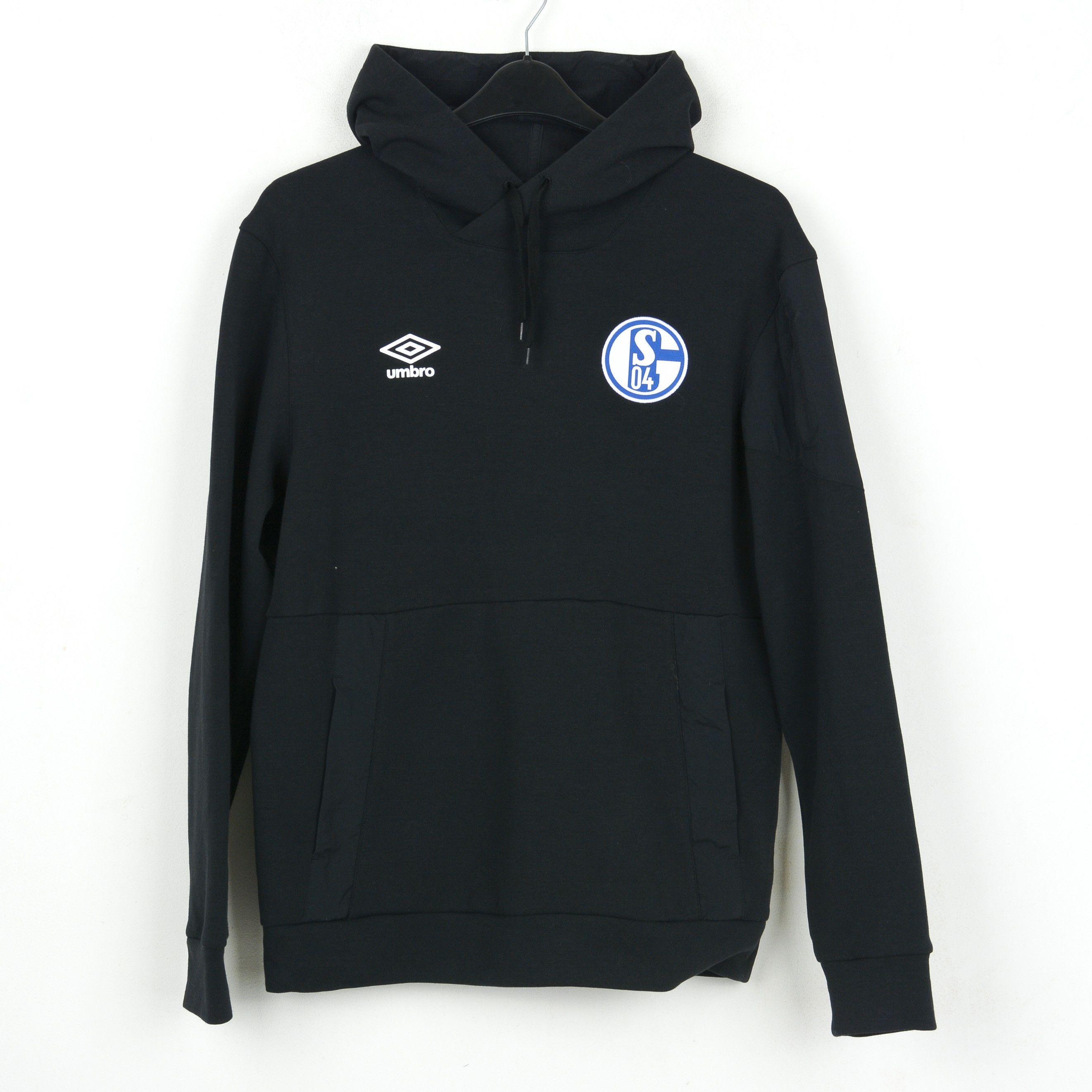 image of Umbro Schalke 04 L Football Soccer Travel Hoodie Jumper Pullover in Black, Men's (Size Large)