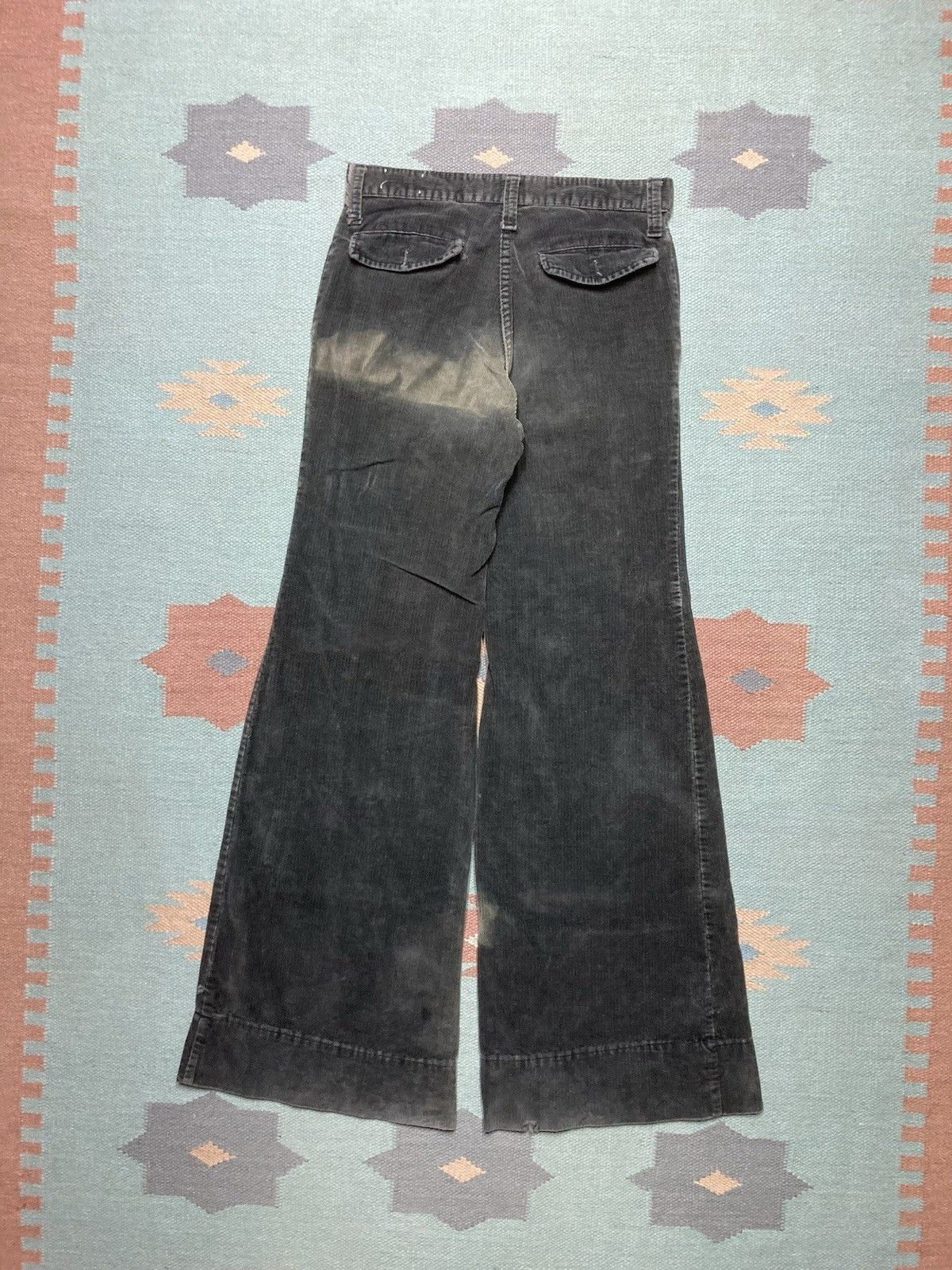 Vintage 70s corduroy bell bottoms elephant flare pants black 28x32 Size 28" / US 6 / IT 42 - 1 Thumbnail