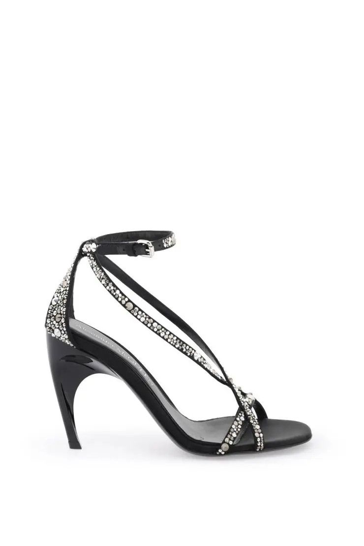 image of Alexander Mcqueen O1S22I1N0324 Armadillo Sandals In Black/silver, Women's (Size 9)