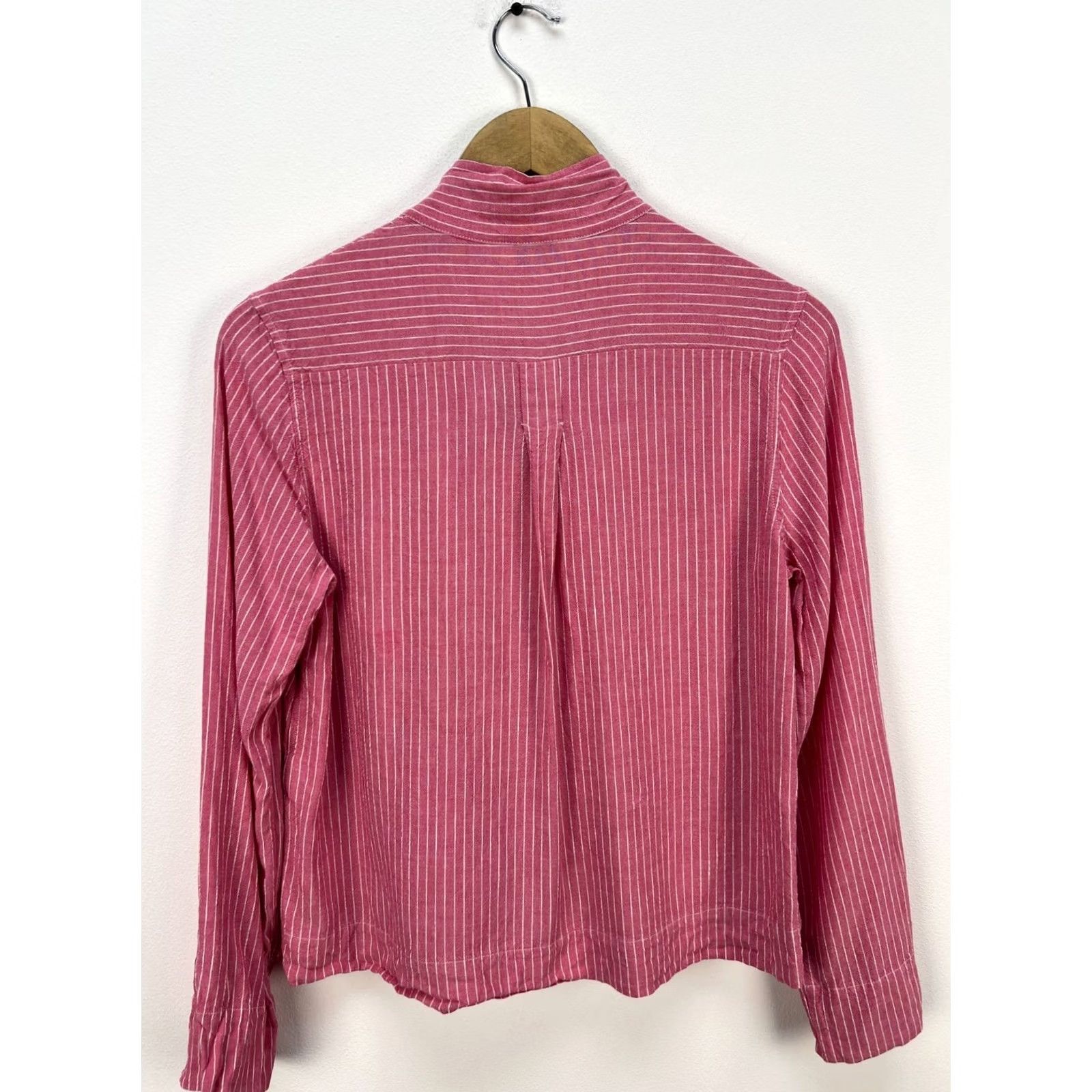 Vintage Brora Blouse Shirt Womens Size 10 Long Sleeve Lightweight Viscose Linen Pink White Stripe Regular Summer Spring Cookie? Size L / US 10 / IT 46 - 3 Thumbnail
