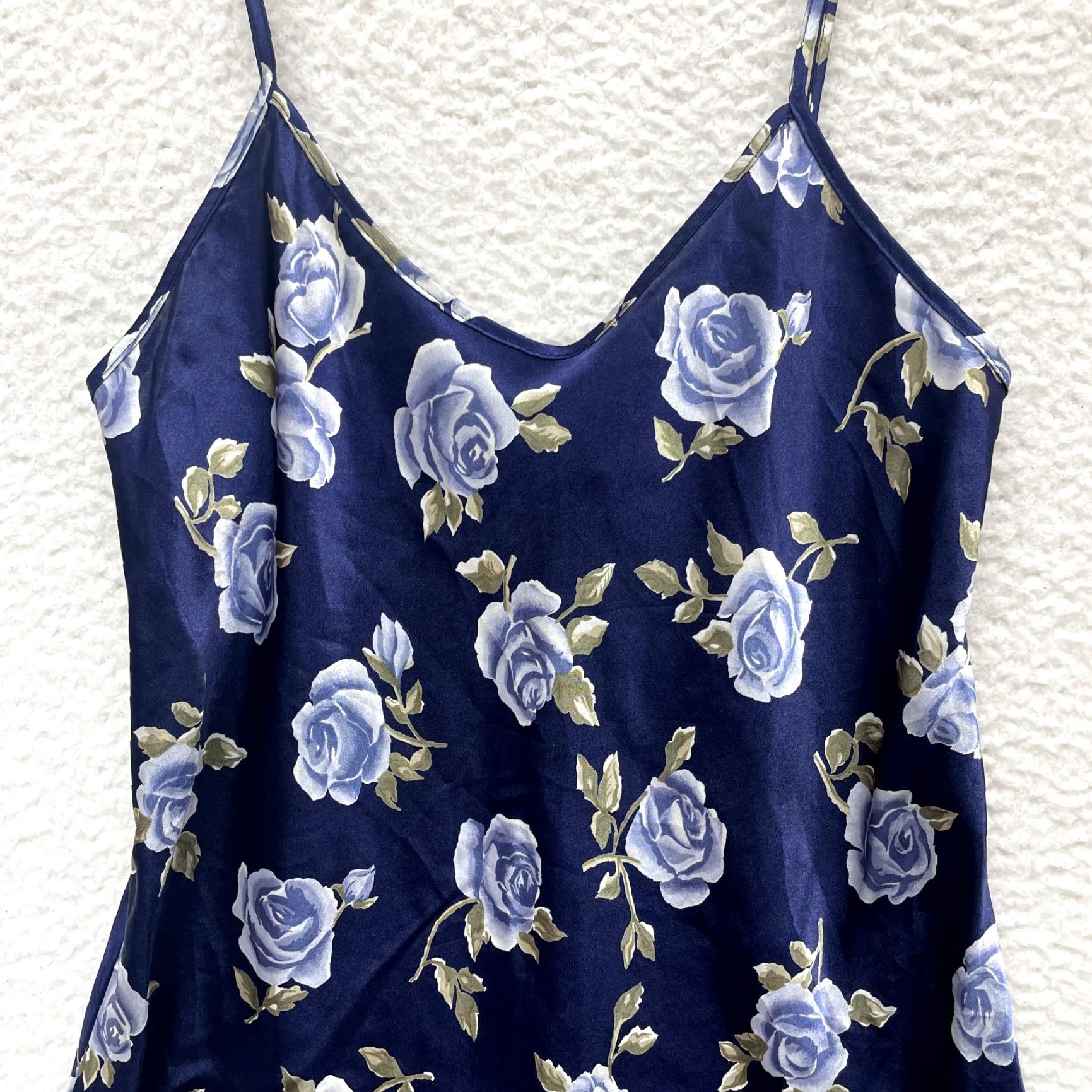 Vintage VINTAGE 90s Slip Dress Blue Satin Rose Floral Chemise Lingerie Sussan Womens Small Medium Size S / US 4 / IT 40 - 3 Thumbnail