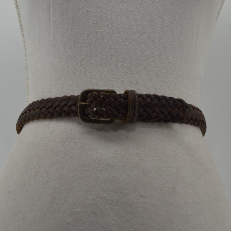 Other Jesse Alaniam Belt Braided Brown Leather Brass Buckle Size M Size ONE SIZE - 11 Thumbnail