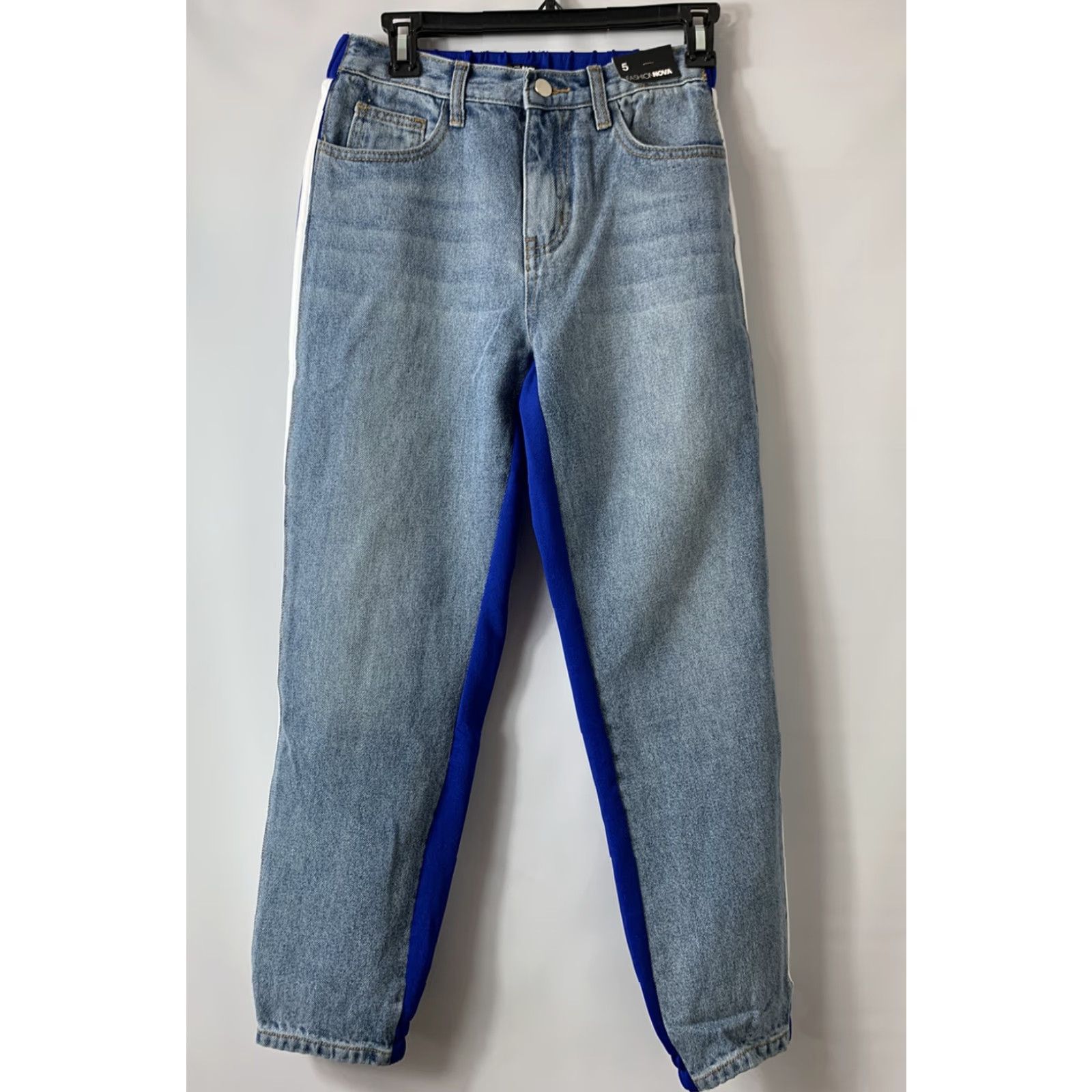 Fashion Nova NWT Fashion Nova Stripe a Pose Pants Size 5 High Rise Women Blue Striped Pants Size 27" / US 4 / IT 40 - 2 Thumbnail