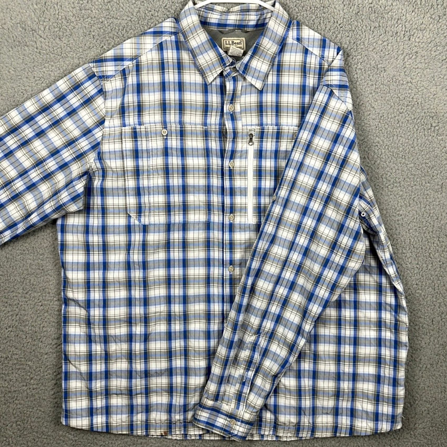 Vintage L.L. Bean Shirt Mens 2XL Button-Up Plaid Blue Gray Pocket Outdoor Shirt-Long Sleeve Button-Down Collar Midwest UPS Size US XXL / EU 58 / 5 - 2 Thumbnail