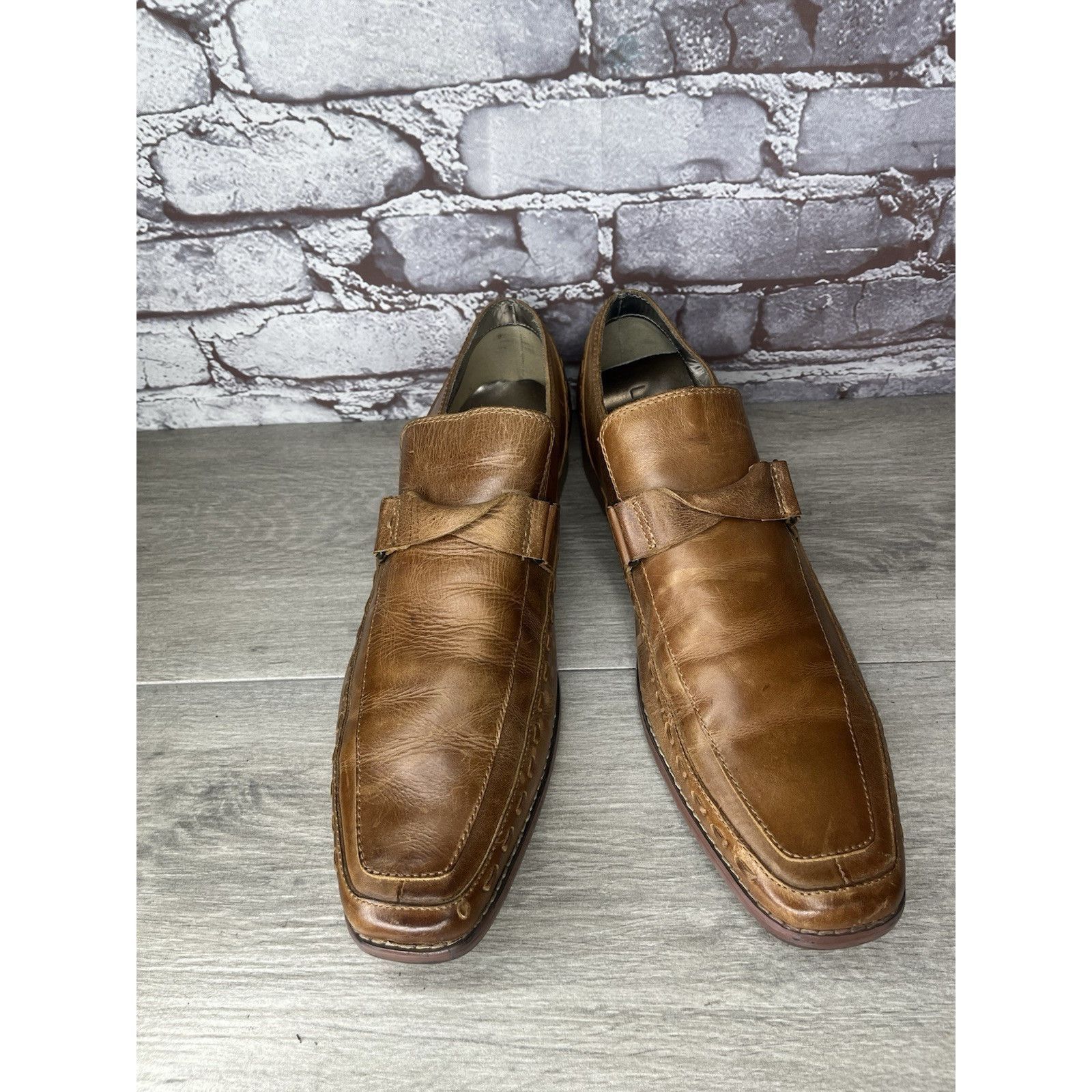 Mark Nason Lounge Mark Nason Brown Leather Square Toe Loafers Dress Sho Size US 11 / EU 44 - 1 Thumbnail