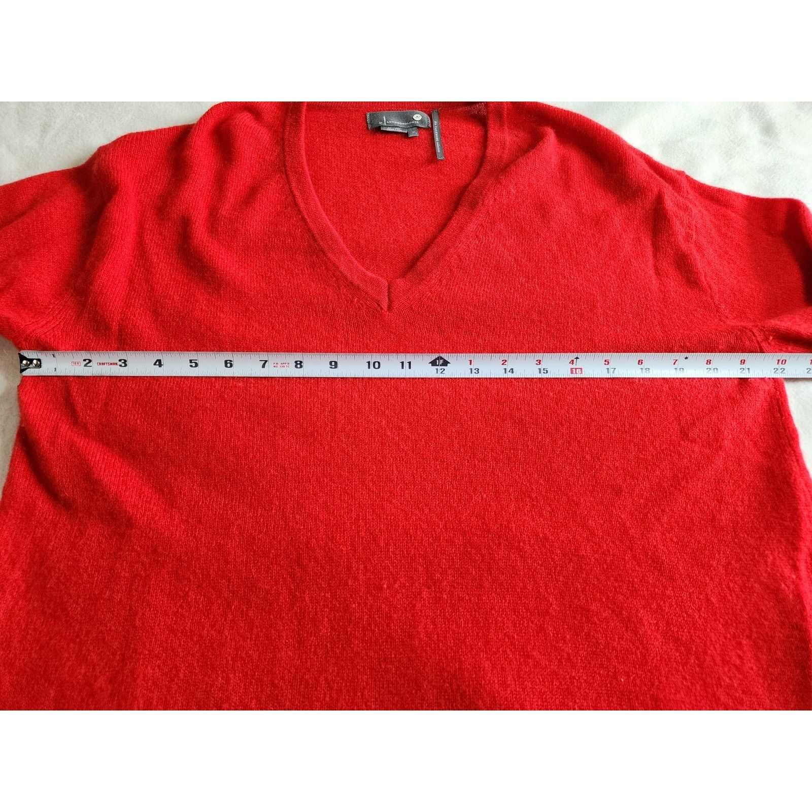 Anthropologie Anthropologie 100% Cashmere Collection V-Neck Sweater Red XL Size XL / US 12-14 / IT 48-50 - 5 Thumbnail
