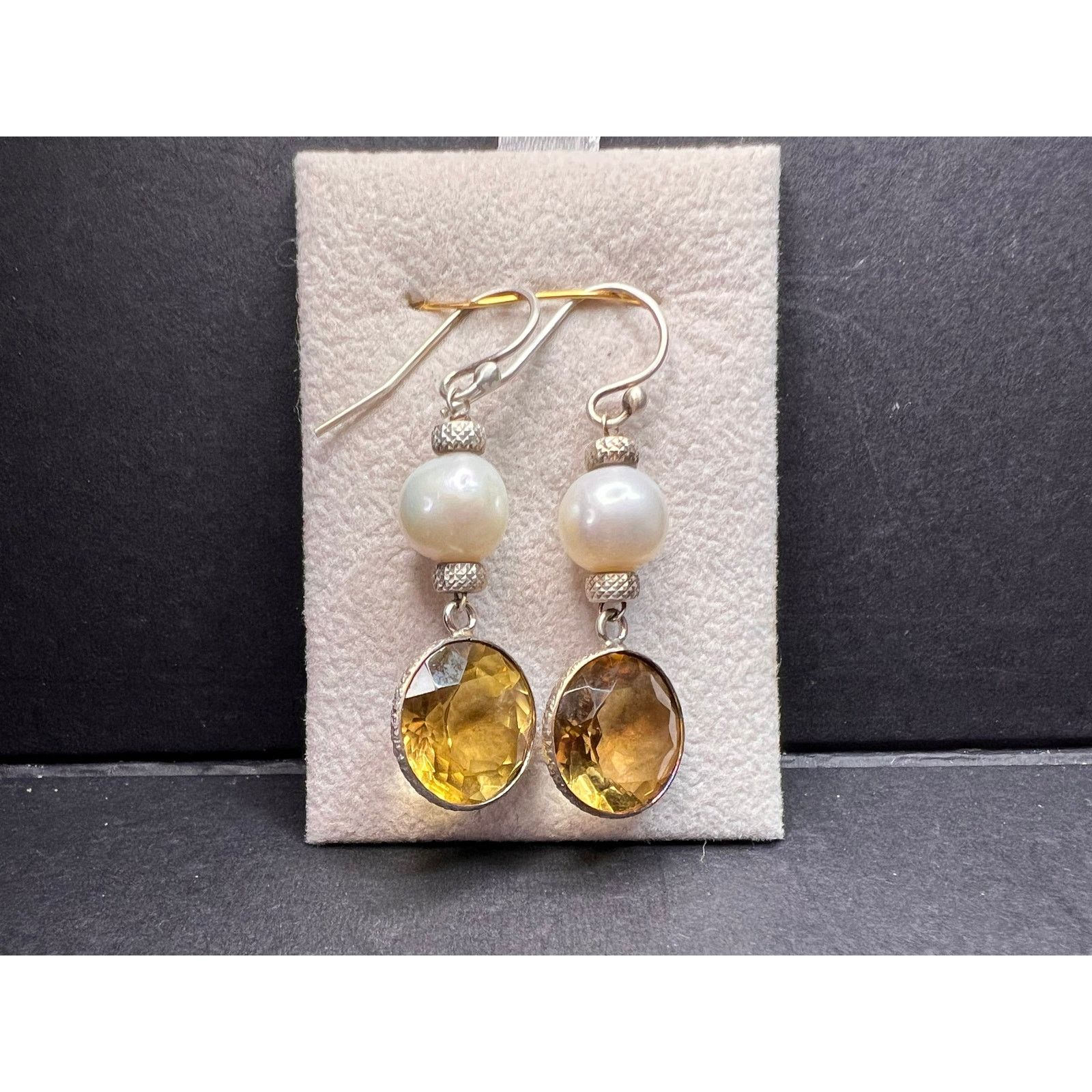 Other Citrine and pearl sterling silver dangle earrings Size ONE SIZE - 10 Thumbnail