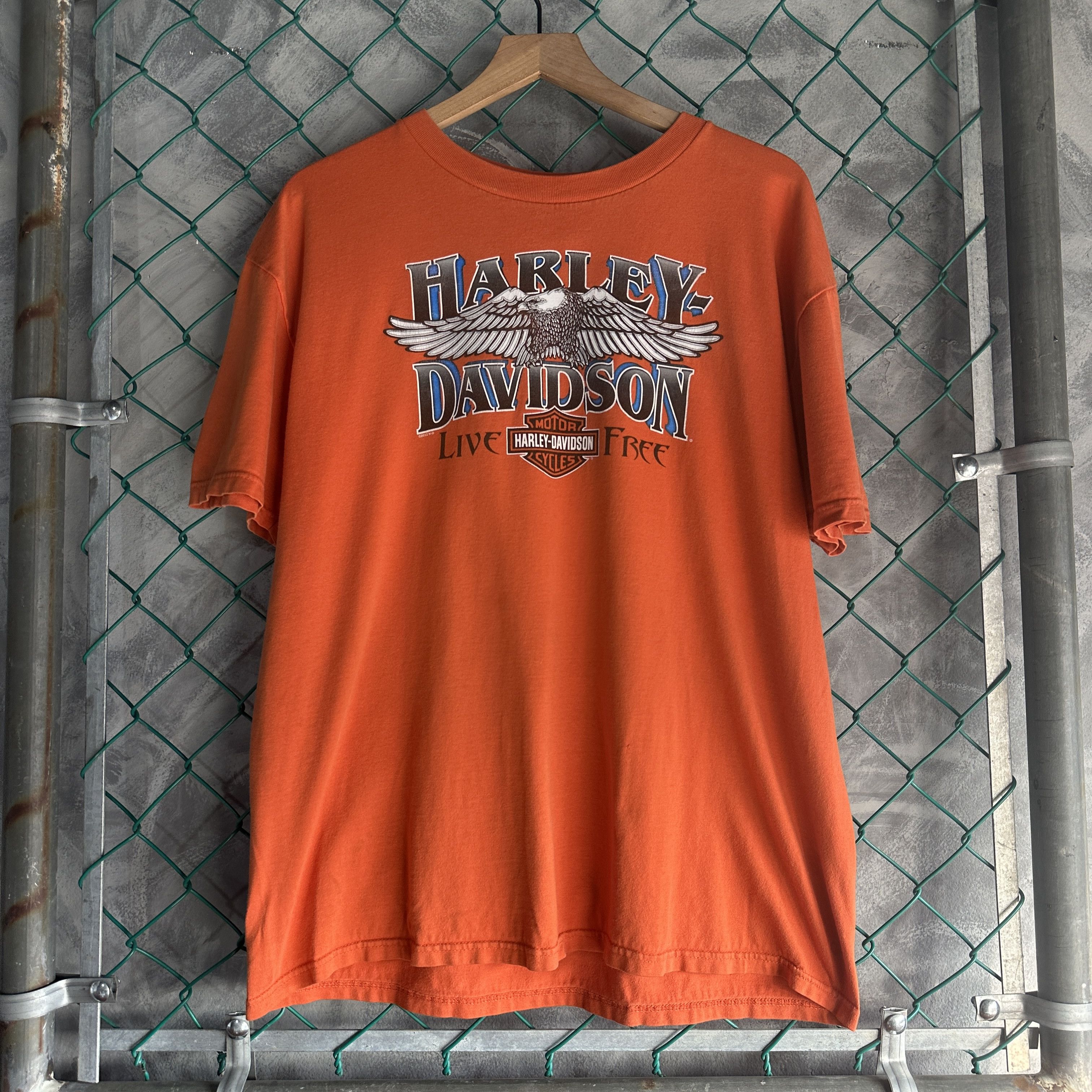 Harley Davidson Vintage Harley Davidson T Shirt Orange American Eagle Kuwait Size US XL / EU 56 / 4 - 2 Thumbnail