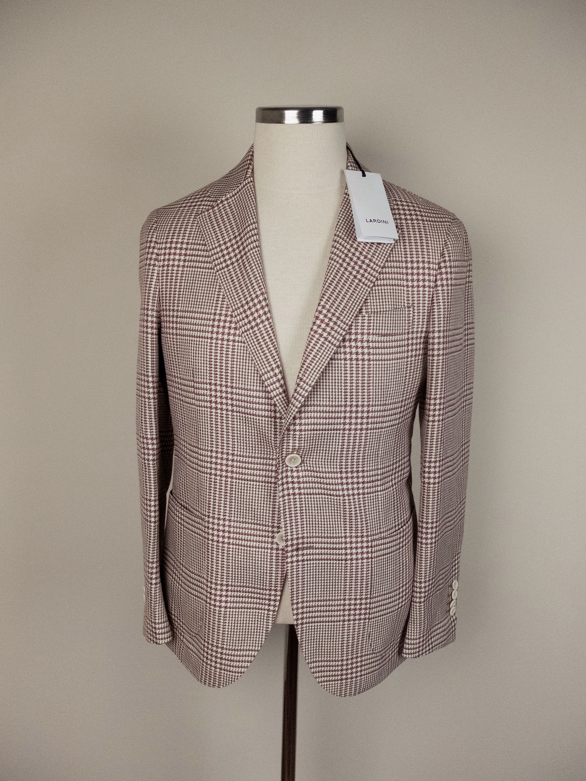 Lardini LARDINI beige glen plaid cotton linen sportcoat 38 48 Size 38R - 2 Thumbnail