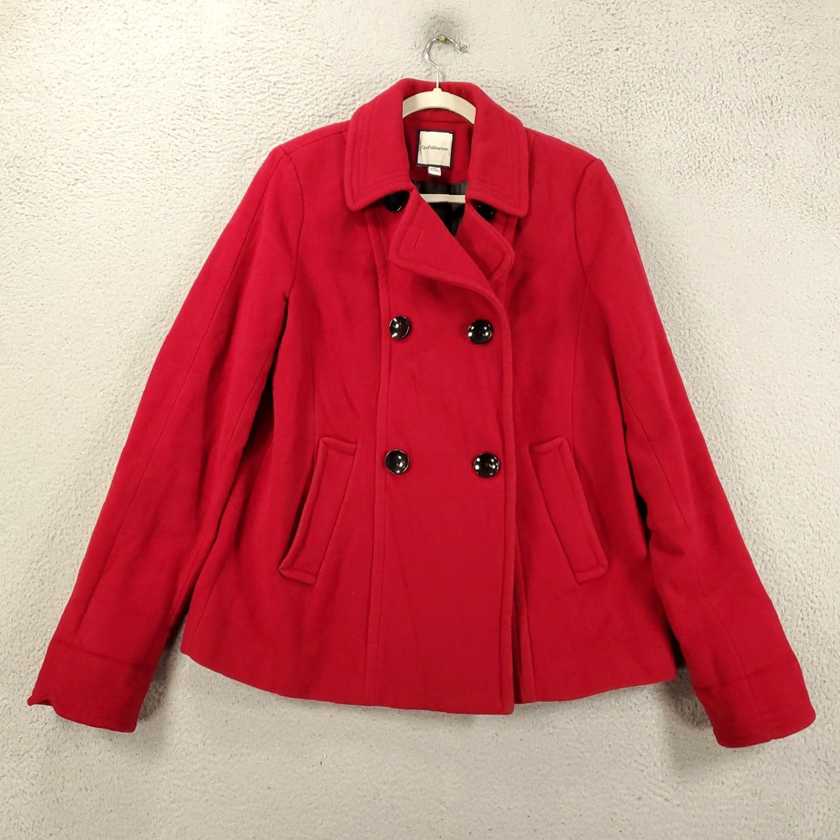 Croft & Barrow Croft & Barrow Jacket Pea Coat Womens M Red Wool Blend Button Up Long Sleeve Regular Fit Size M / US 6-8 / IT 42-44 - 6 Thumbnail