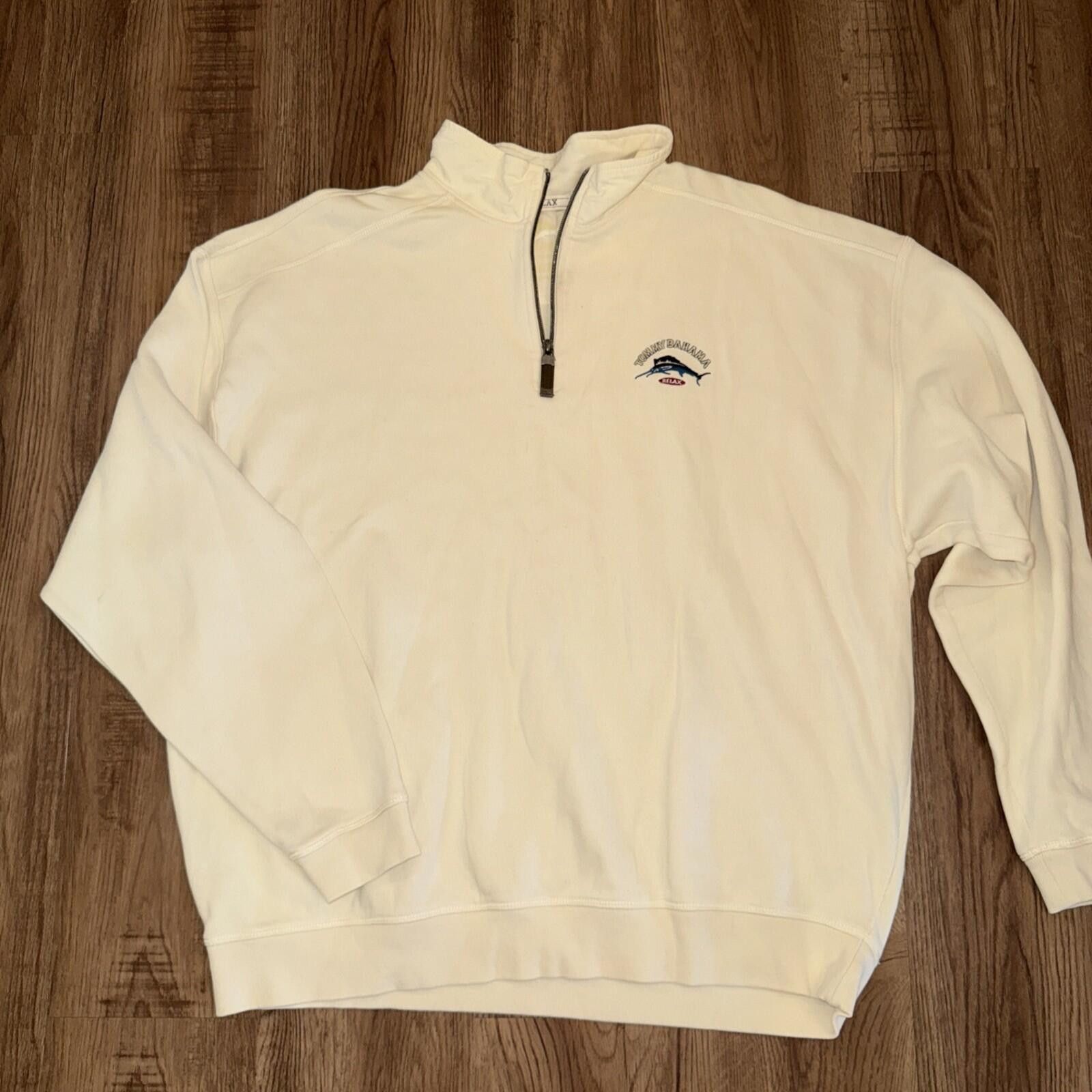 Tommy Bahama Y2K Tommy Bahama Relax 1/4 Quarter Zip Sweater Pale Cream Size US XXL / EU 58 / 5 - 1 Thumbnail