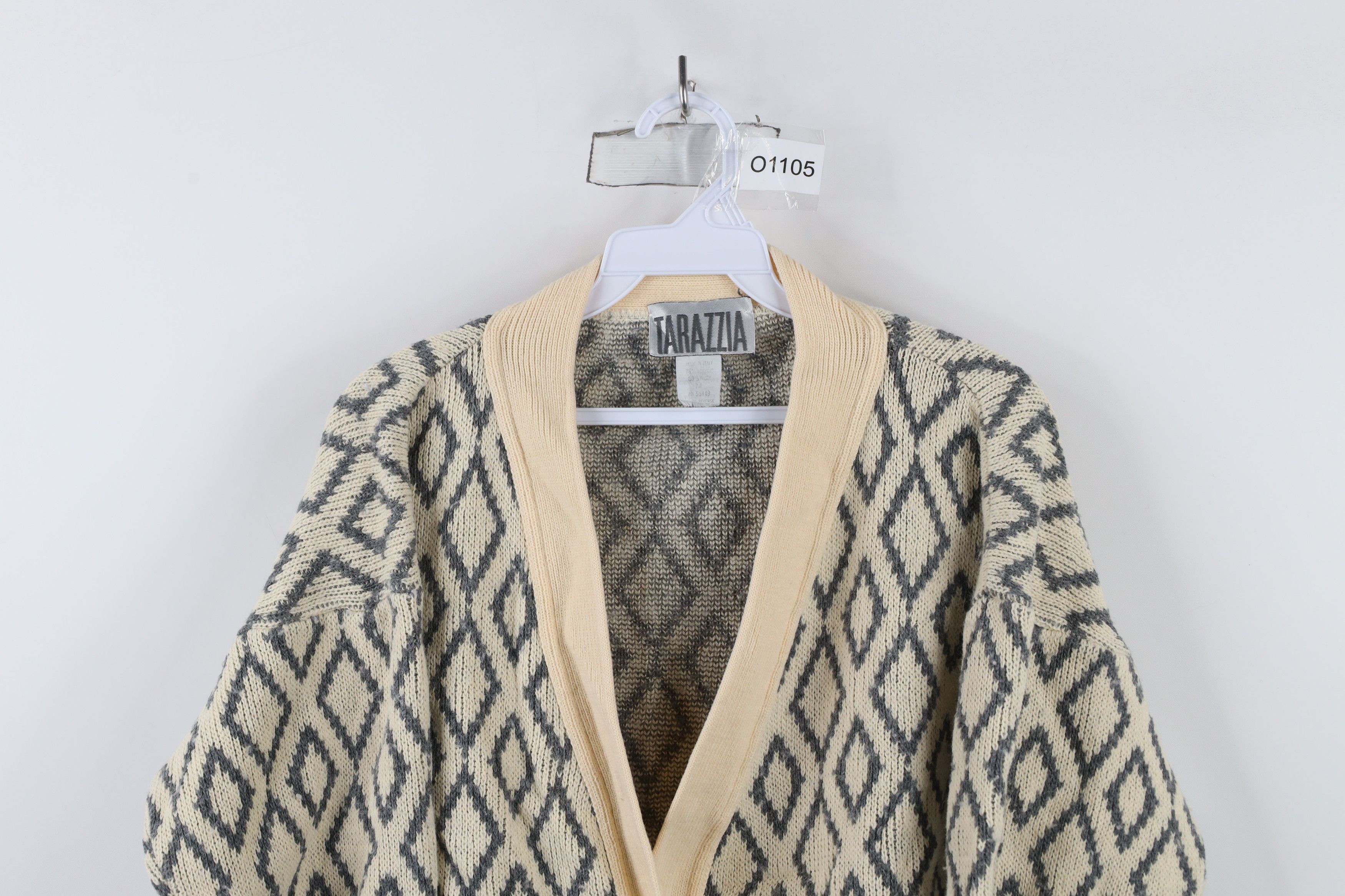 Vintage Vintage 90s Streetwear Diamond Knit Cardigan Sweater Size M / US 6-8 / IT 42-44 - 2 Thumbnail