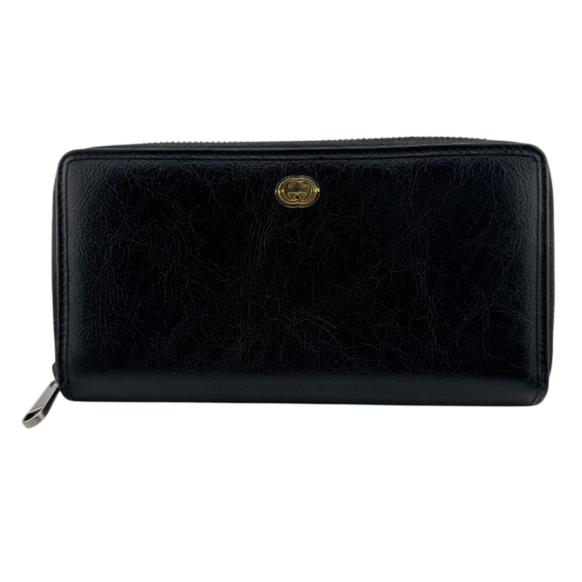 Gucci GUCCI 575988 Round Zip Interlocking G Long Wallet, Card Holder, Coin Purse, Black Size ONE SIZE - 1 Thumbnail