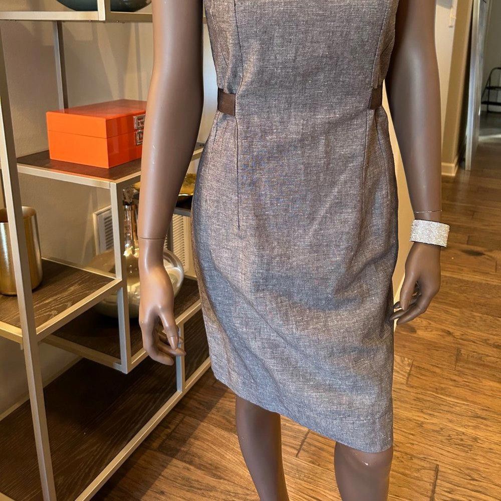 Banana Republic Banana Republic Heather Gray Linen Ribbon Dress Size S / US 4 / IT 40 - 6 Thumbnail