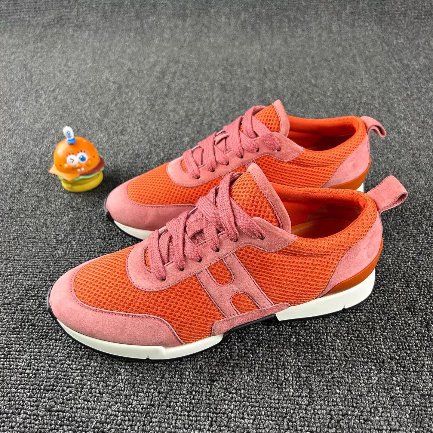 Hermes Hermes orange pink colorblock sneakers 36 Size US 5.5 / IT 35.5 - 1 Thumbnail