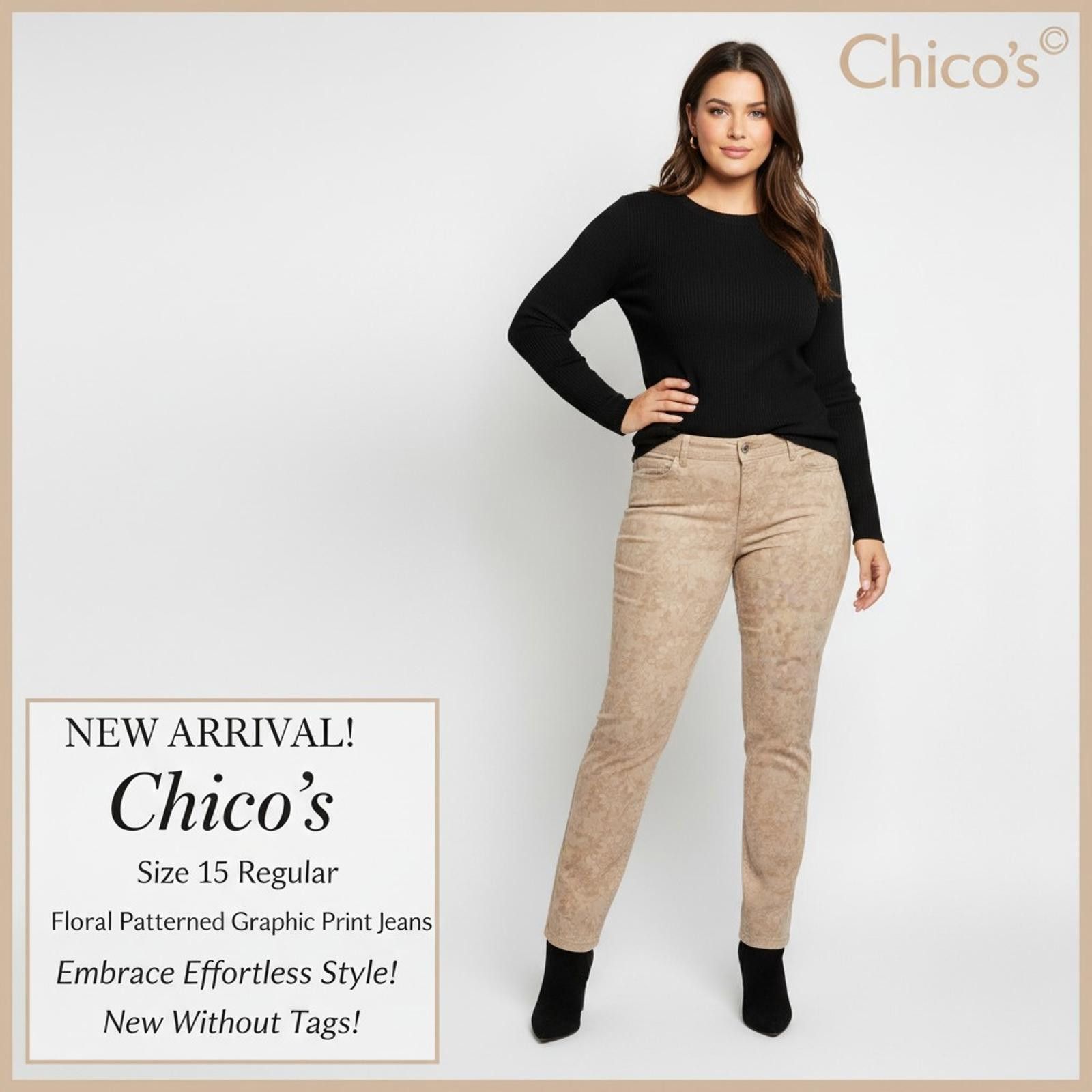 Chicos Chico's Floral Patterned Graphic Print Jeans Size 15 Regular Size 34" / US 12 / IT 48 - 1 Thumbnail