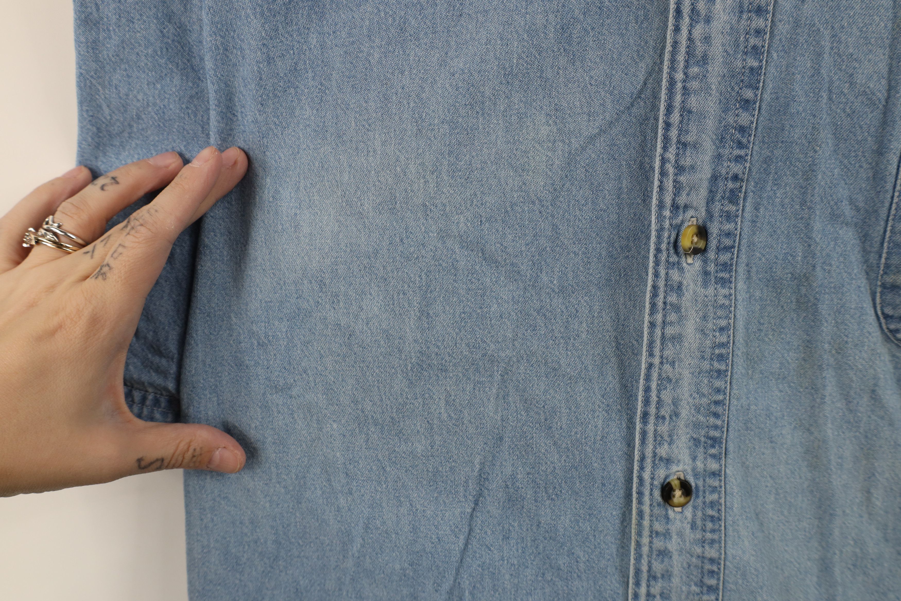 Vintage Vintage Y2K American Festival Denim Jean Button Down Shirt Size US XXL / EU 58 / 5 - 6 Thumbnail