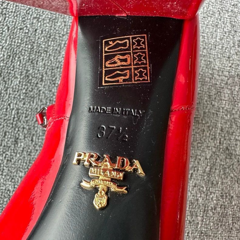 Prada Red Patent Leather Heeled Ankle Boots -2505 Size US 8 / IT 38 - 6 Thumbnail