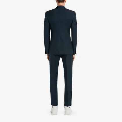 Alexander McQueen o1w1db10925 Wool Mohair Single Breasted Jacket in Navy Blue Size US M / EU 48-50 / 2 - 2 Thumbnail