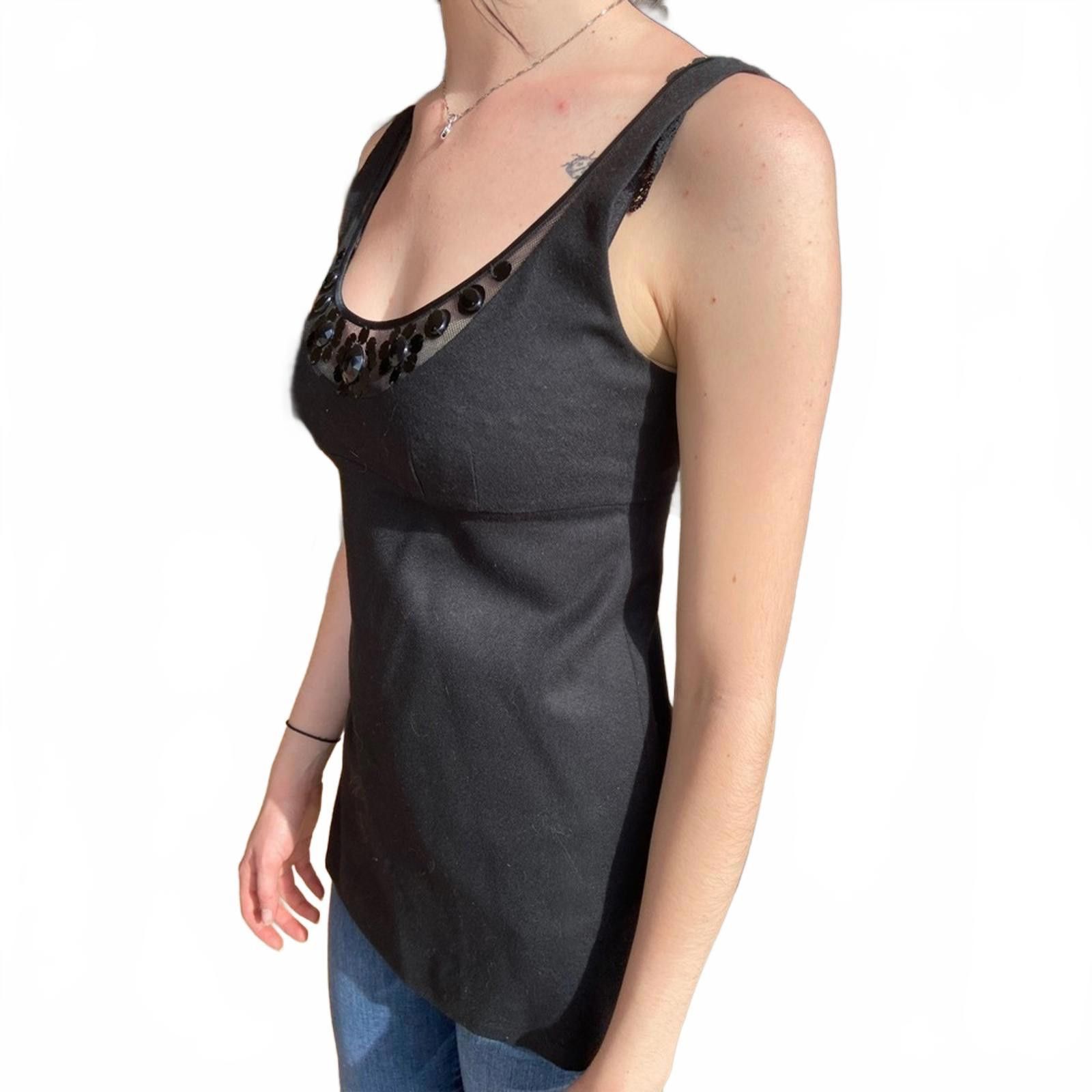 Designer Rebecca Taylor Black Wool Beaded Bodice Dress Sz 4 Size S / US 4 / IT 40 - 3 Thumbnail
