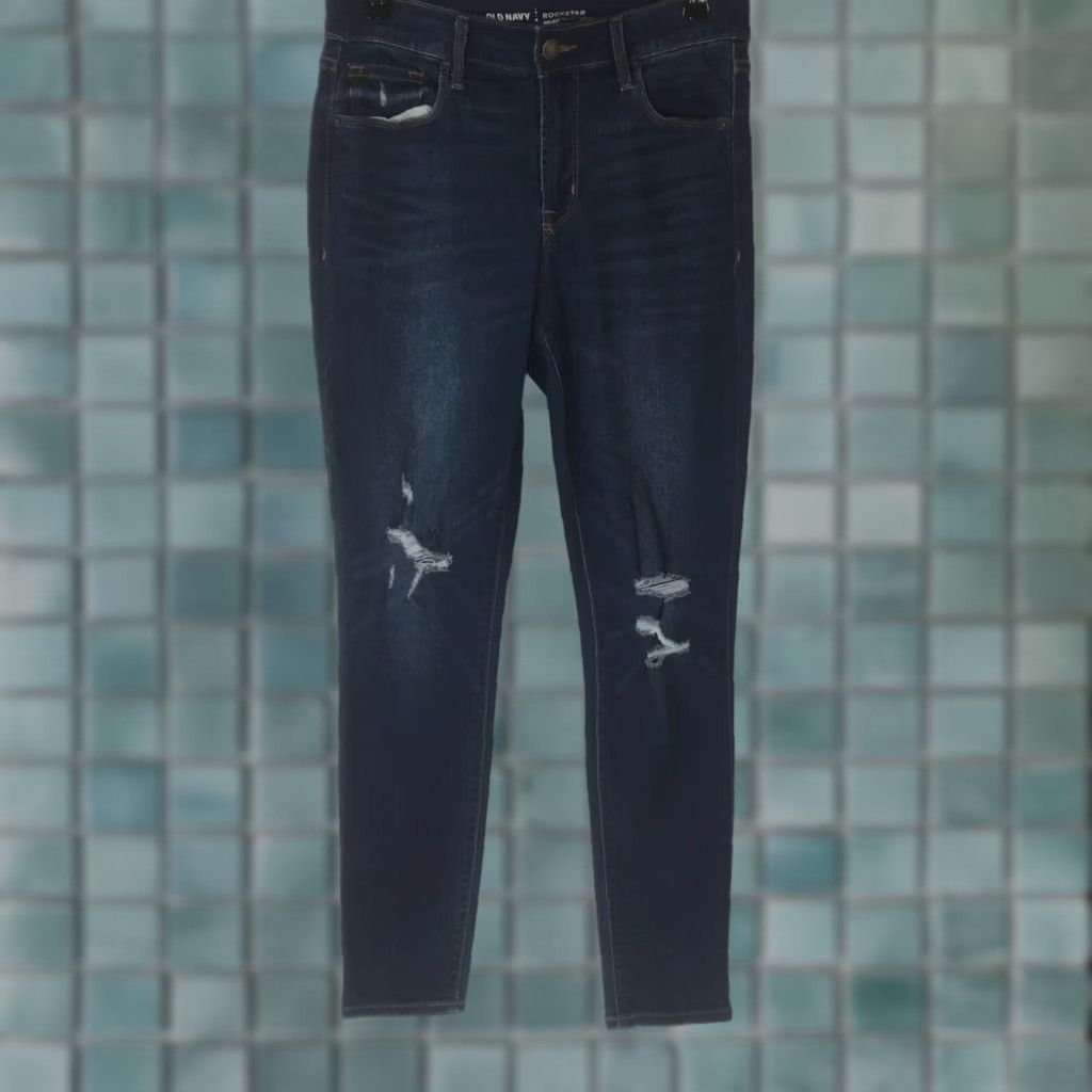 Old Navy Old Navy Womens Rockstar Mid Rise Flat Front Denim Blue Skinny Jeans Size 8 Size 30" / US 8 / IT 44 - 1 Thumbnail