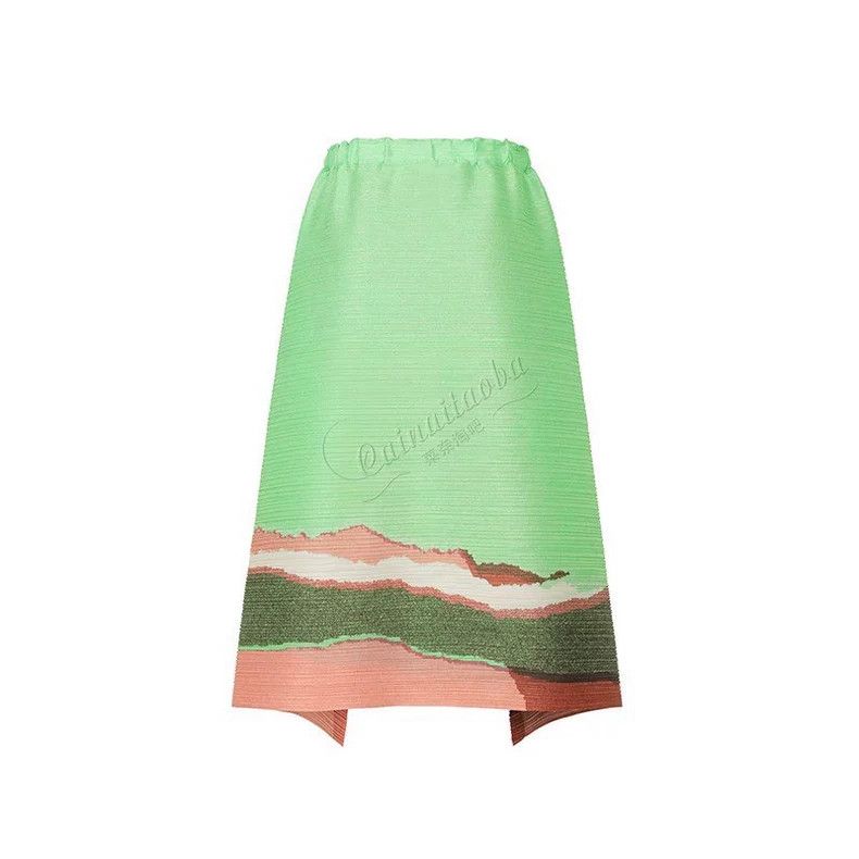 Issey Miyake Issey Miyake size:5 Green spring skirt Size 42" / US 20 - 1 Thumbnail
