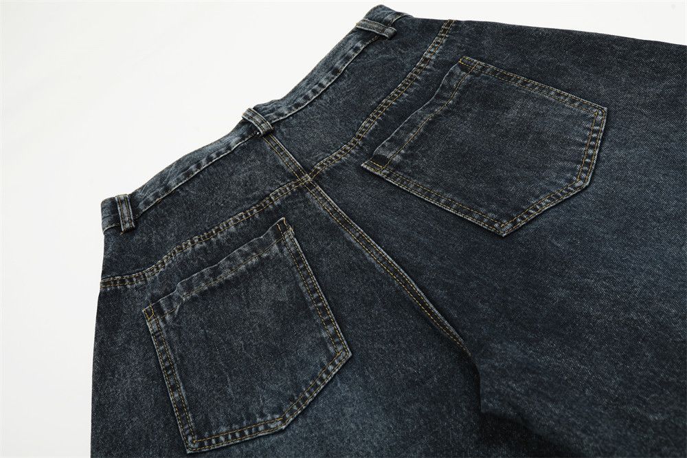 Jean Men's loose washed star embroidered patchwork scimitar jeans Size US 32 / EU 48 - 5 Thumbnail