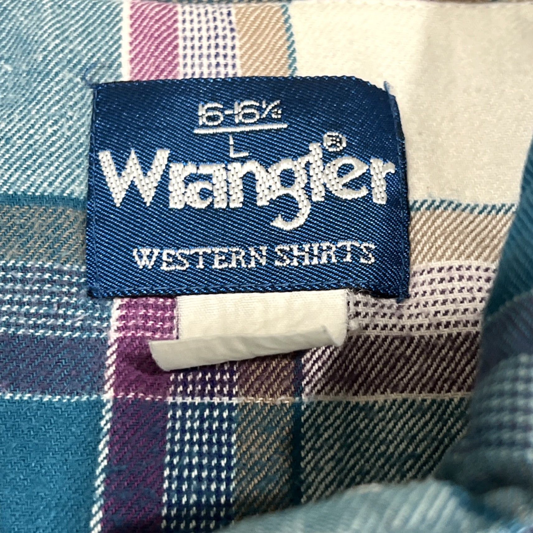 Wrangler VINTAGE Wrangler Western Pearl Snap Shirt Men Large Plaid Long Sleeve Go West Teal Pink Size US L / EU 52-54 / 3 - 5 Thumbnail