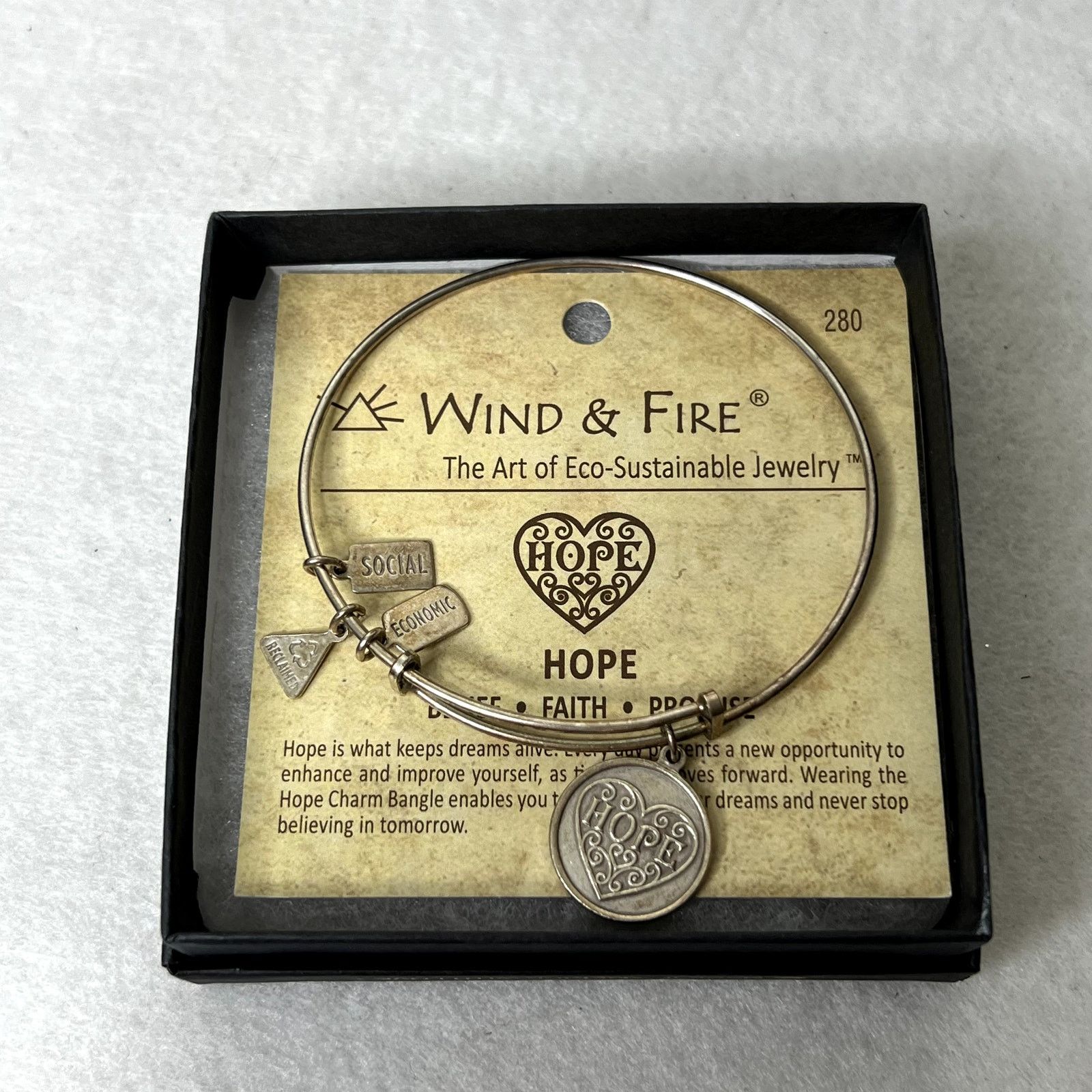 Other Wind and Fire Silver Hope Charm Bangle Bracelet Size ONE SIZE - 1 Thumbnail