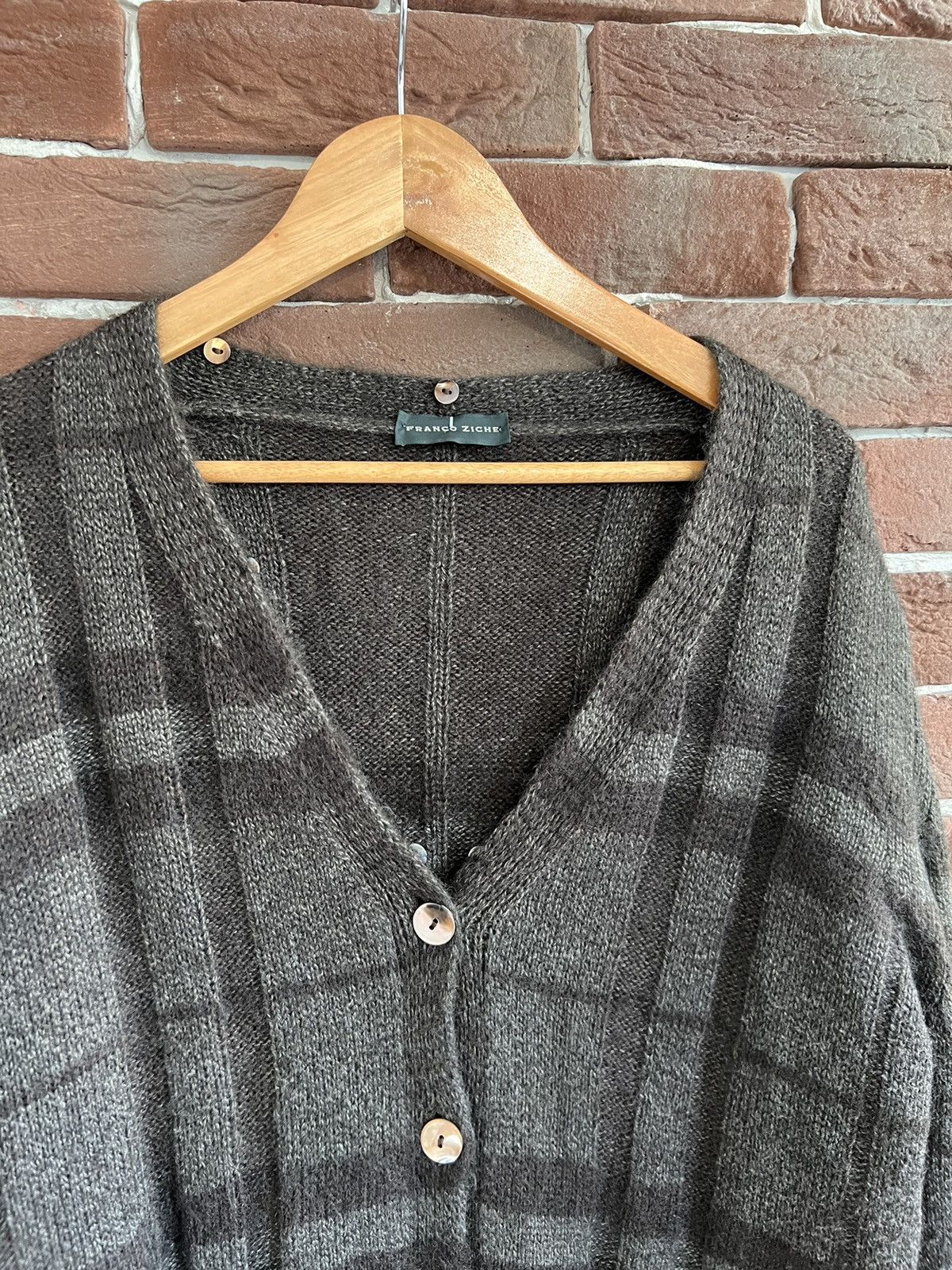 Vintage Franco Ziche Made In Italy Checkered Cardigan Kurt Cobain Size US L / EU 52-54 / 3 - 3 Thumbnail