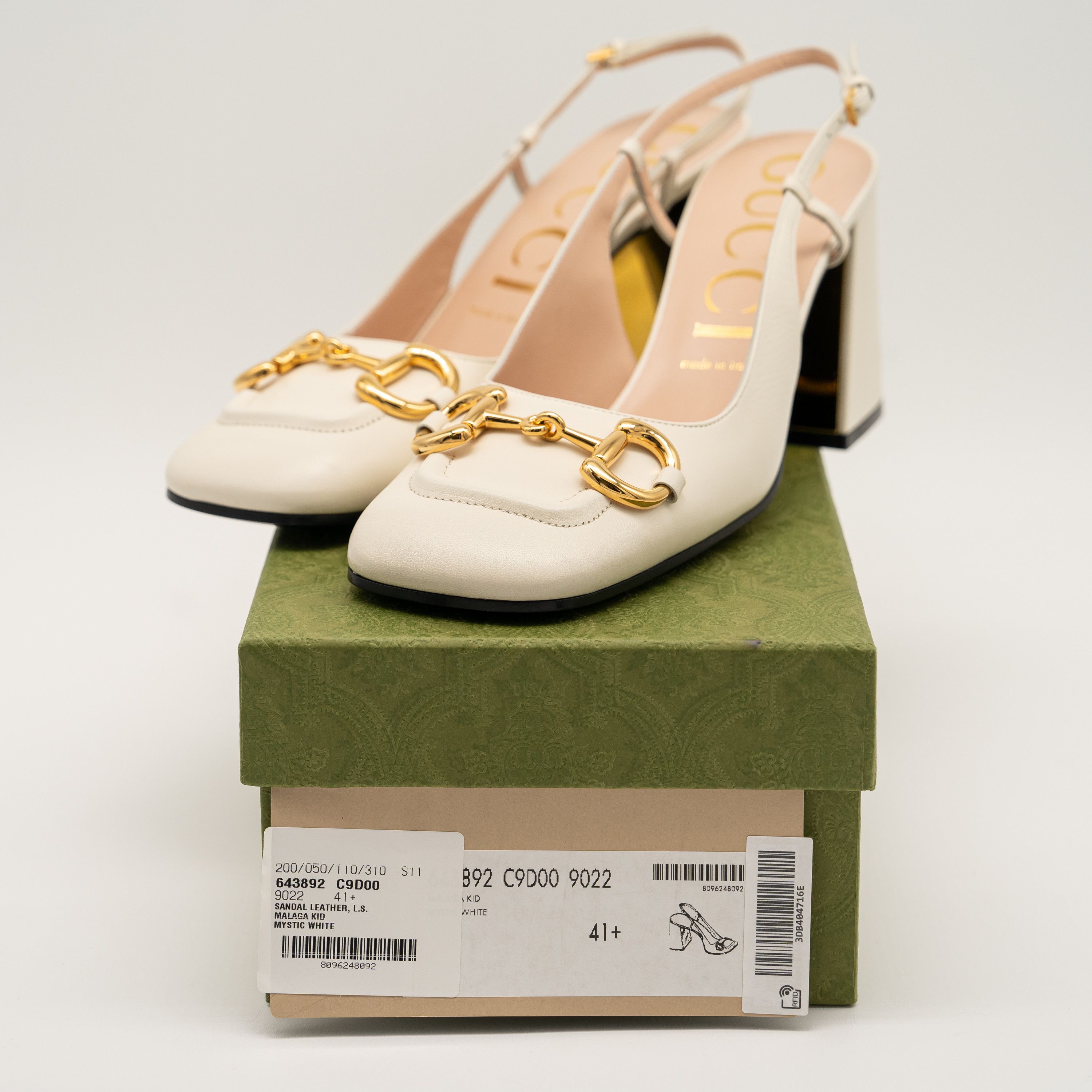 Gucci Gucci 1955 Horsebit Leather Slingback Sandals White Gold Size US 11.5 / IT 41.5 - 11 Thumbnail
