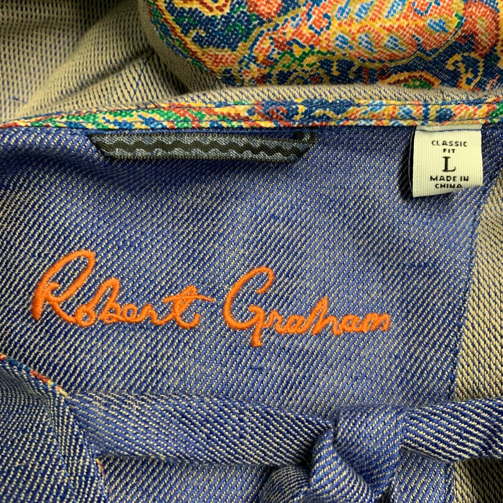 Robert Graham ROBERT GRAHAM Blue Brown Pink Block Cotton Linen Pullover Size US L / EU 52-54 / 3 - 4 Thumbnail