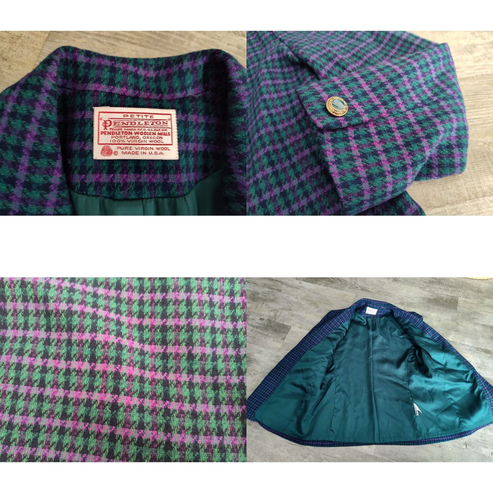 Pendleton Vintage Pendleton Women's Blazer Jacket Houndstooth Wool Size 12 USA Made Formal Business Size XL / US 12-14 / IT 48-50 - 8 Thumbnail