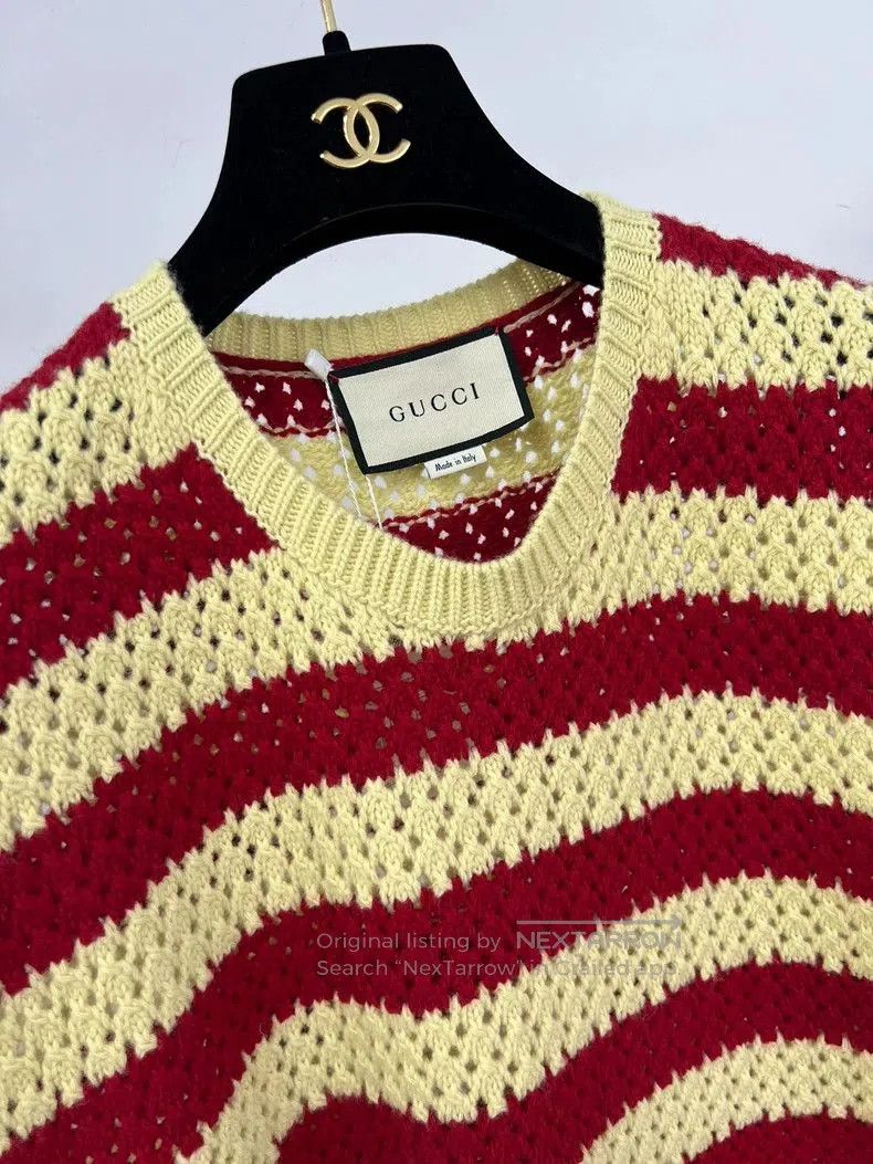 Gucci Gucci Red White Stripe Wool Knit Vest . Size US M / EU 48-50 / 2 - 3 Thumbnail