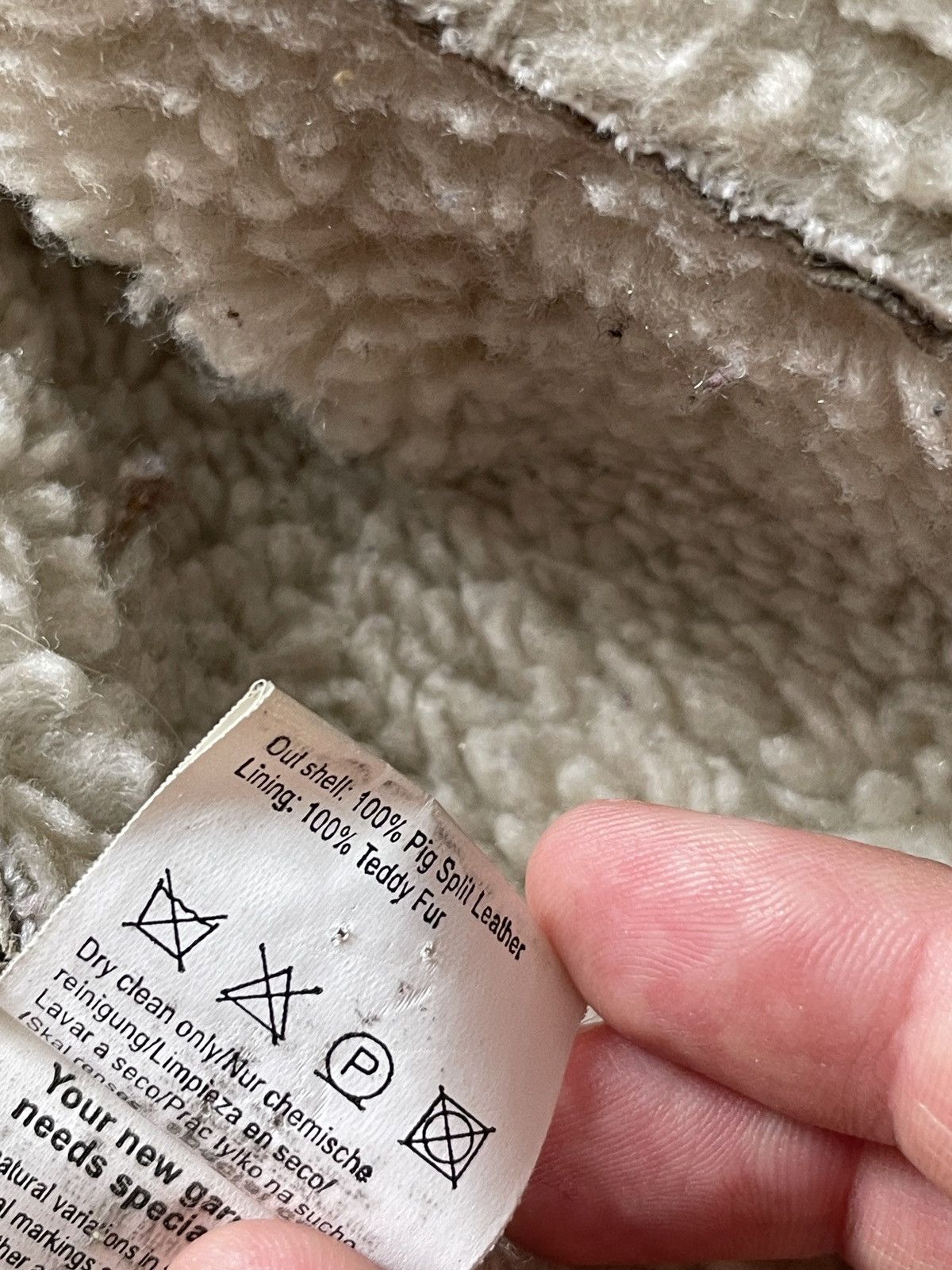 Vintage Beige Leather jacket with teddy fur inside Size US M / EU 48-50 / 2 - 5 Thumbnail