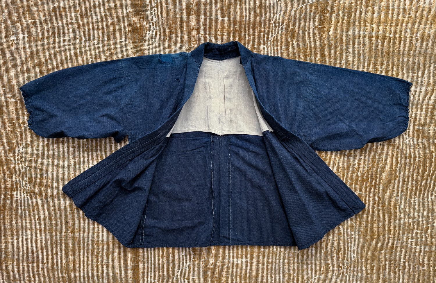 Vintage Vintage Japanese Mid-sleeved Kimono Hanten Indigo Distressed Size US S / EU 44-46 / 1 - 1 Thumbnail