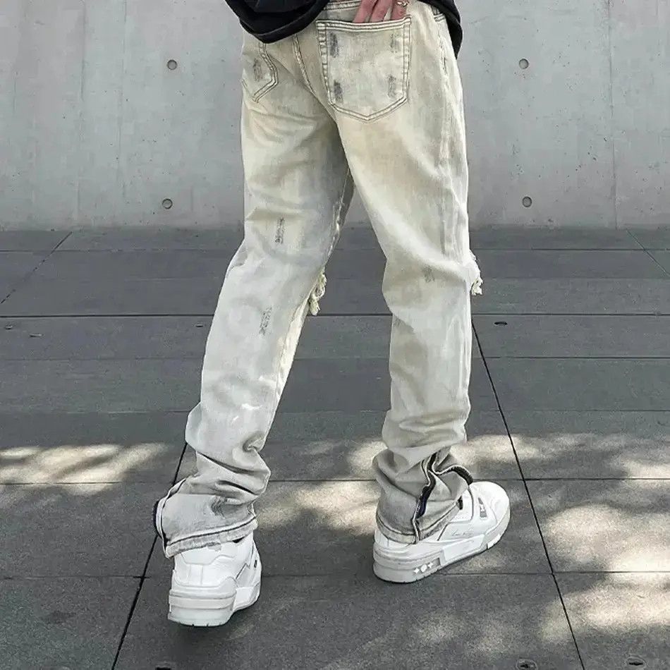 Japanese Brand Ripped Skinny Jeans Men Y2k High Street Fashion Size US 32 / EU 48 - 6 Thumbnail