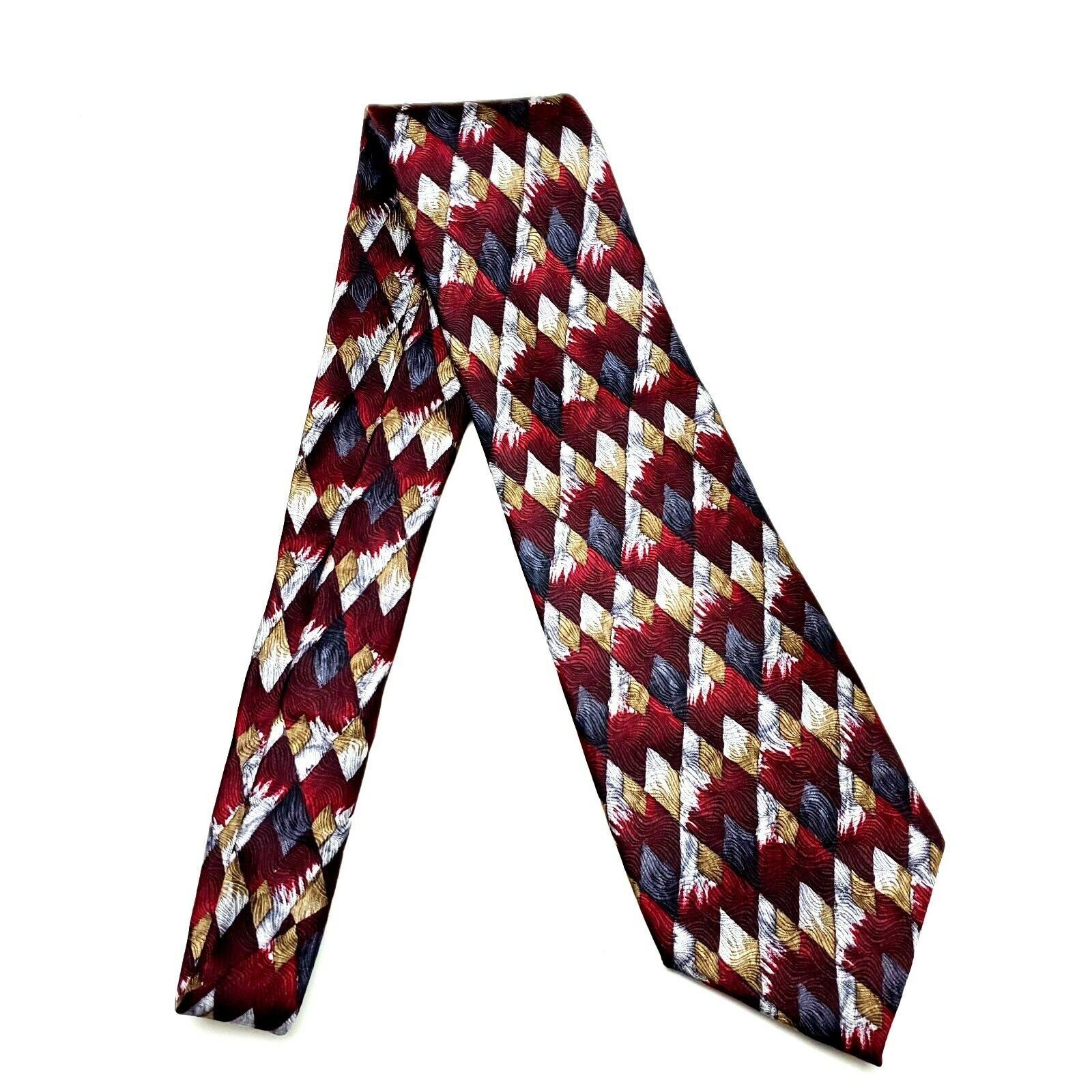 Pierre Cardin Pierre Cardin Silk Tie Red Gray Print Wide Geometric Size ONE SIZE - 6 Thumbnail