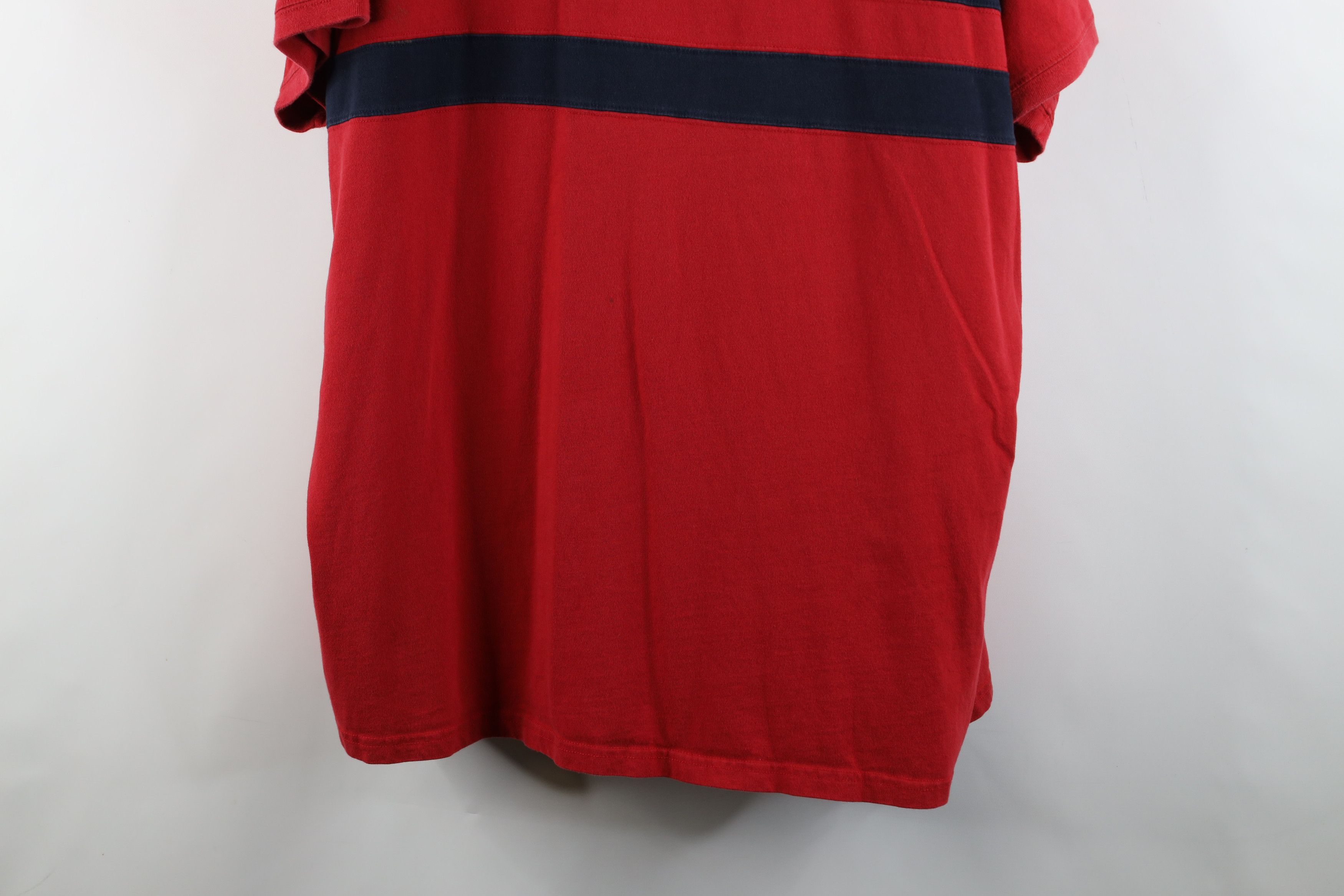 Ralph Lauren × Vintage Vintage 90s Ralph Lauren Block Chain Stitch T-Shirt Red Size US XL / EU 56 / 4 - 3 Thumbnail