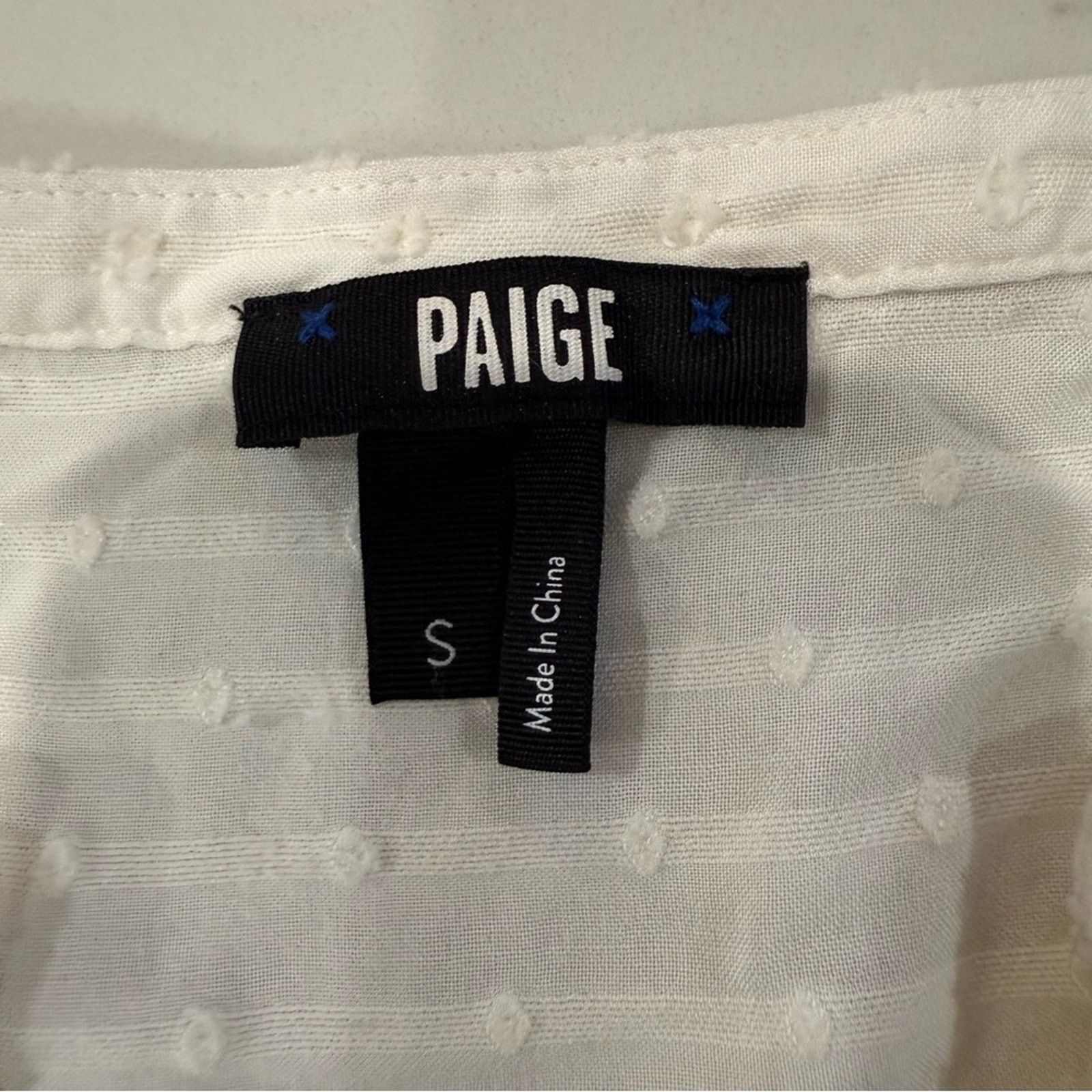 Paige PAIGE Textured Swiss Dot Peasant Blouse Women’s Small Ivory Size S / US 4 / IT 40 - 5 Thumbnail