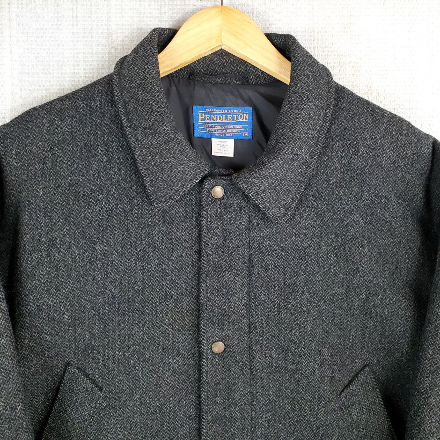 Pendleton VTG PENDLETON Mens Size Medium 100% Virg Wool USA Made Herringbone Field Jacket Size US XL / EU 56 / 4 - 2 Thumbnail
