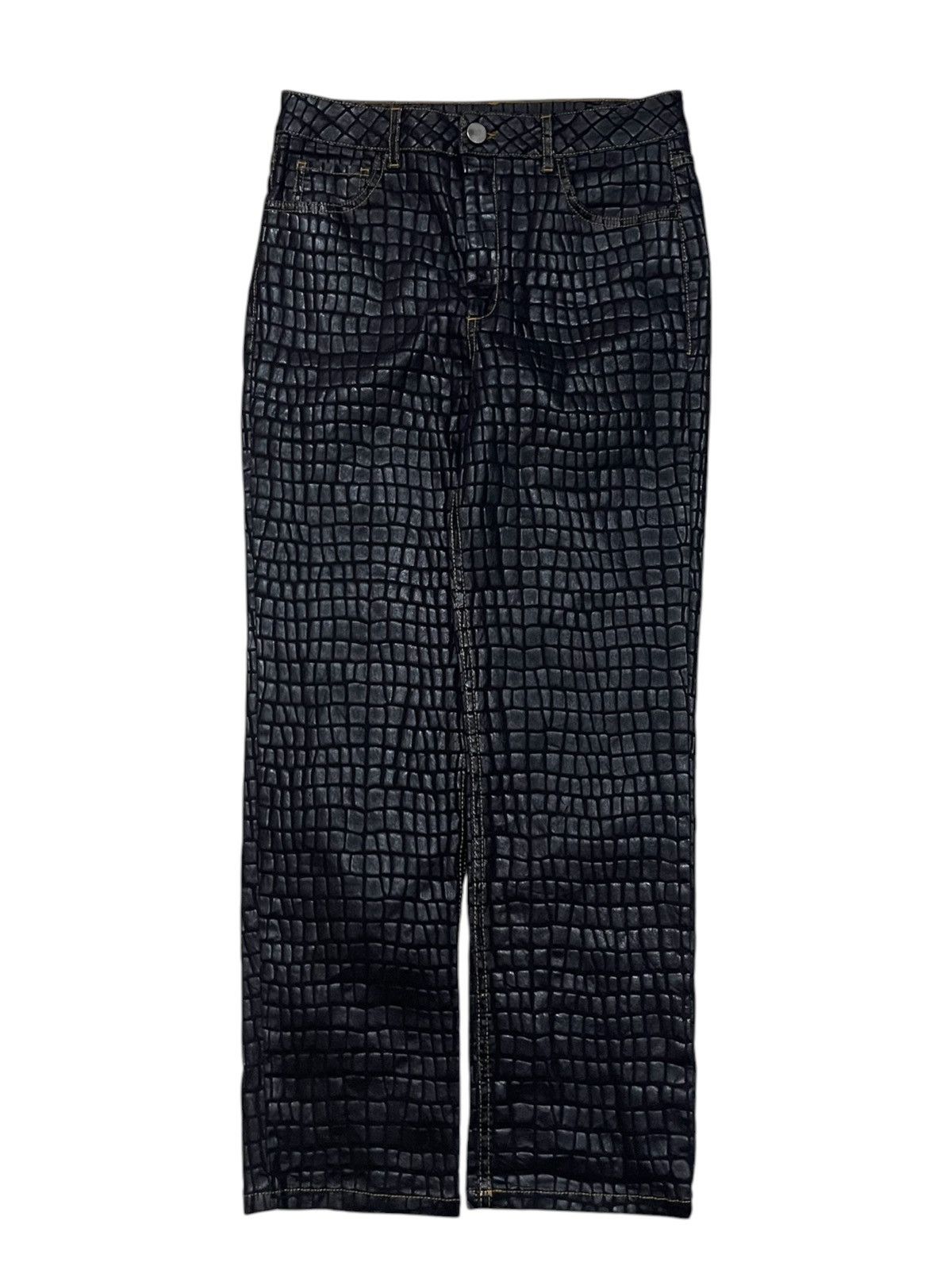 The Unbranded Brand Asos Black Crocodile Print Effect Obscure Pants Size US 32 / EU 48 - 1 Thumbnail