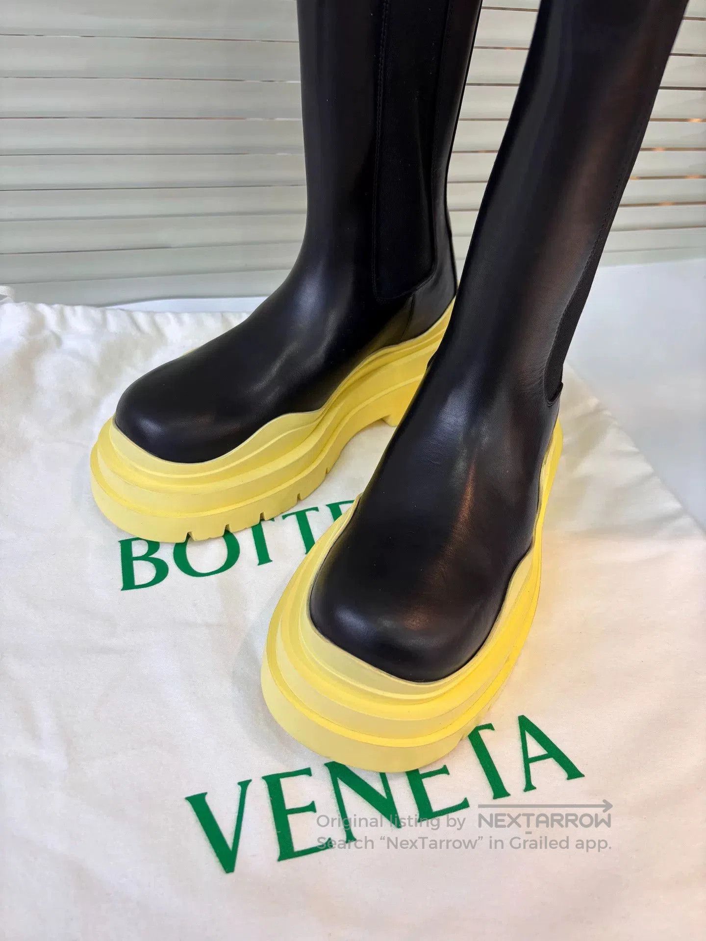 Bottega Veneta BV Black Yellow Chelsea Mid. Size US 5.5 / IT 35.5 - 3 Thumbnail