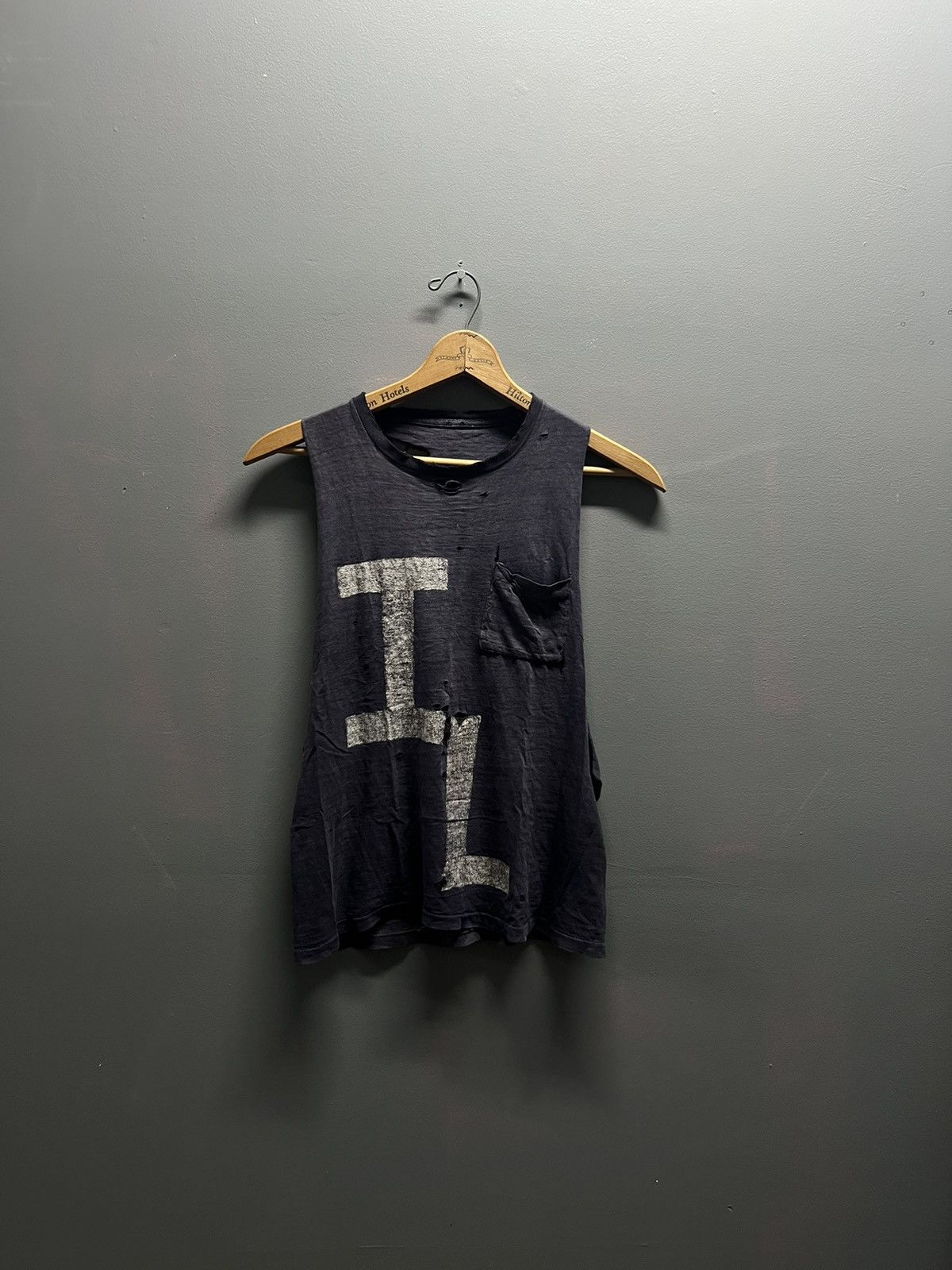 image of True Vintage 60S Il Sleeveless Pocket Tee in Navy, Men's (Size Medium)