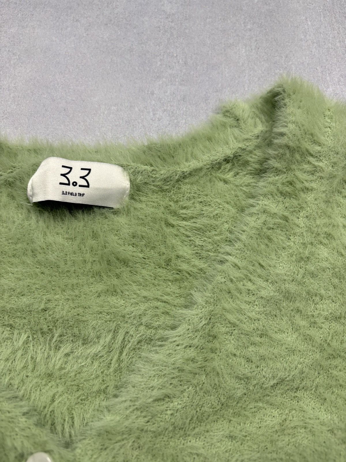 Japanese Brand 3.3 Field Trip Fuzzy Knit Cropped Cardigan Green Japan M Size US M / EU 48-50 / 2 - 8 Thumbnail