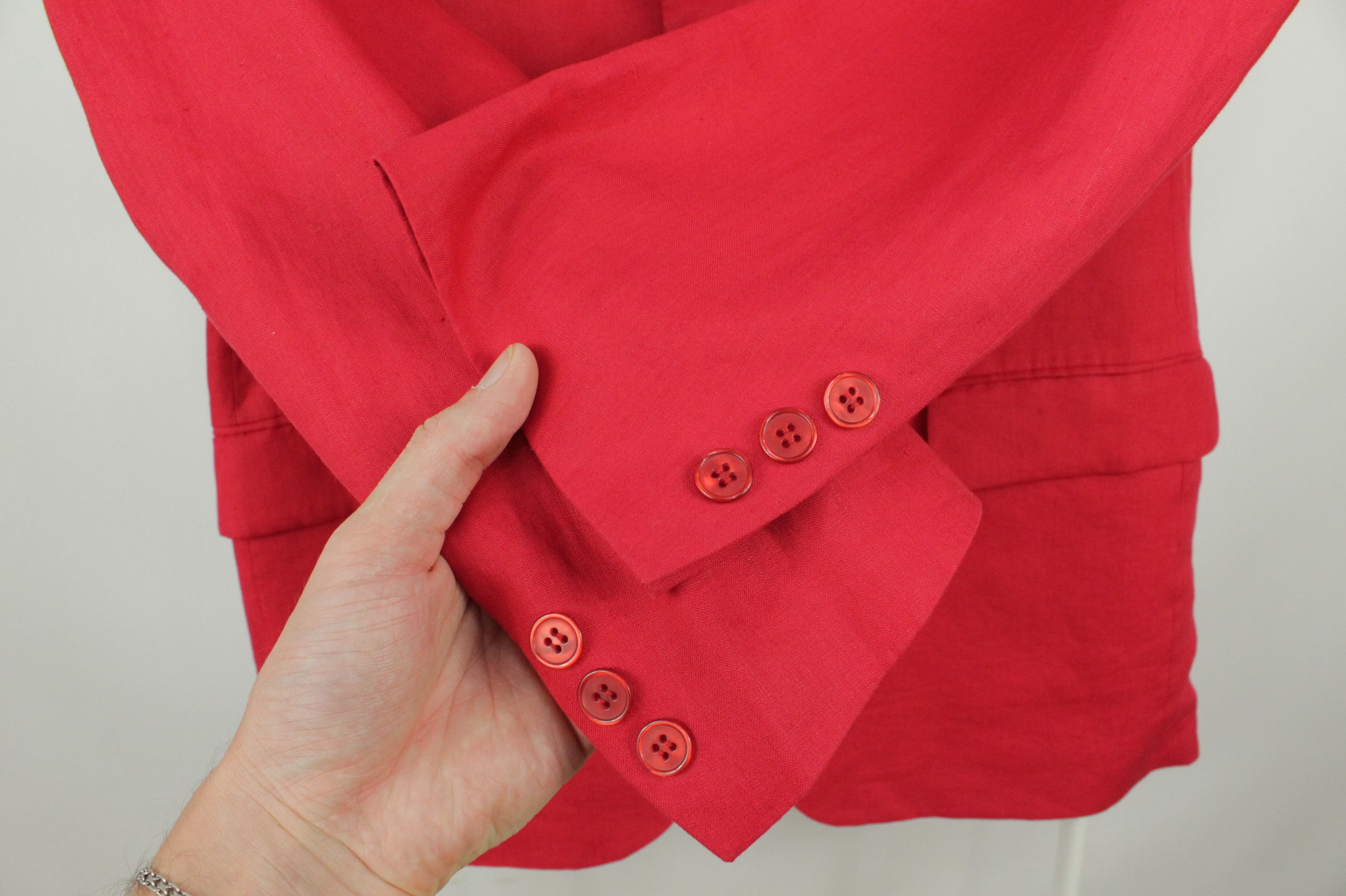 Vintage Kenzo Homme Red Linen 5BTN Blazer Jacket Men's