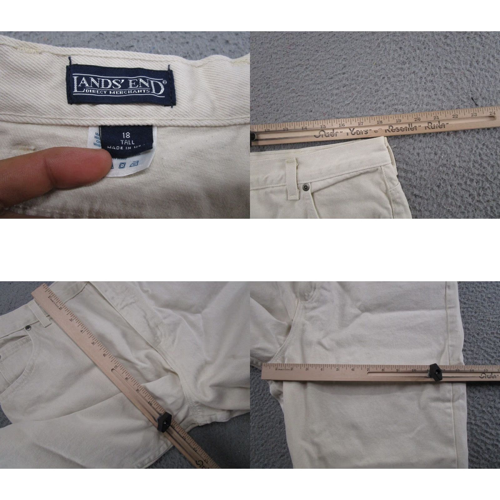 Lands' End VTG Lands' End Womens High Rise Straight Leg Ivory Denim Jeans SZ 18 Tall New Read Size 40" / US 18 - 8 Thumbnail